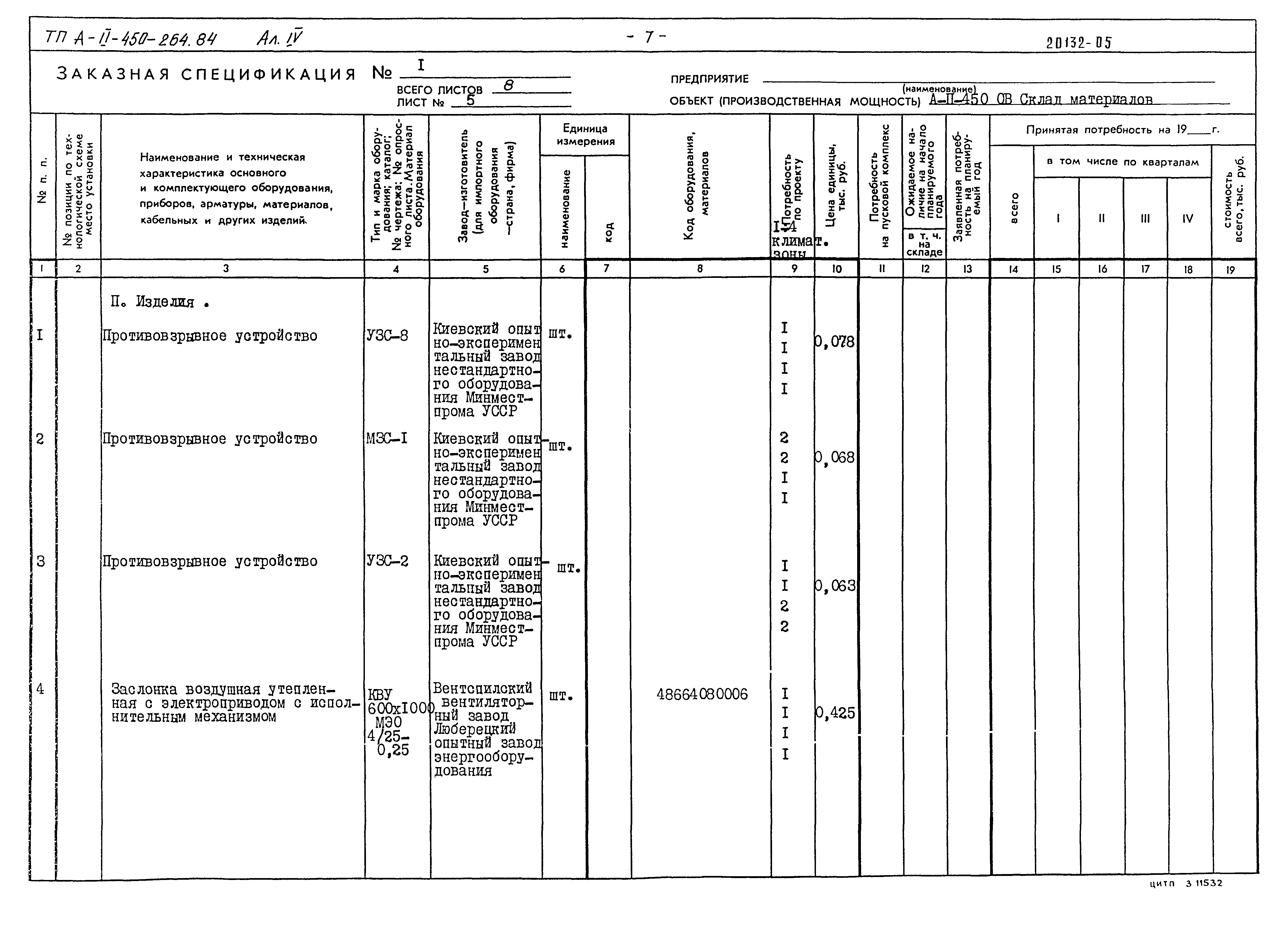 Типовой проект А-II-450-264.84