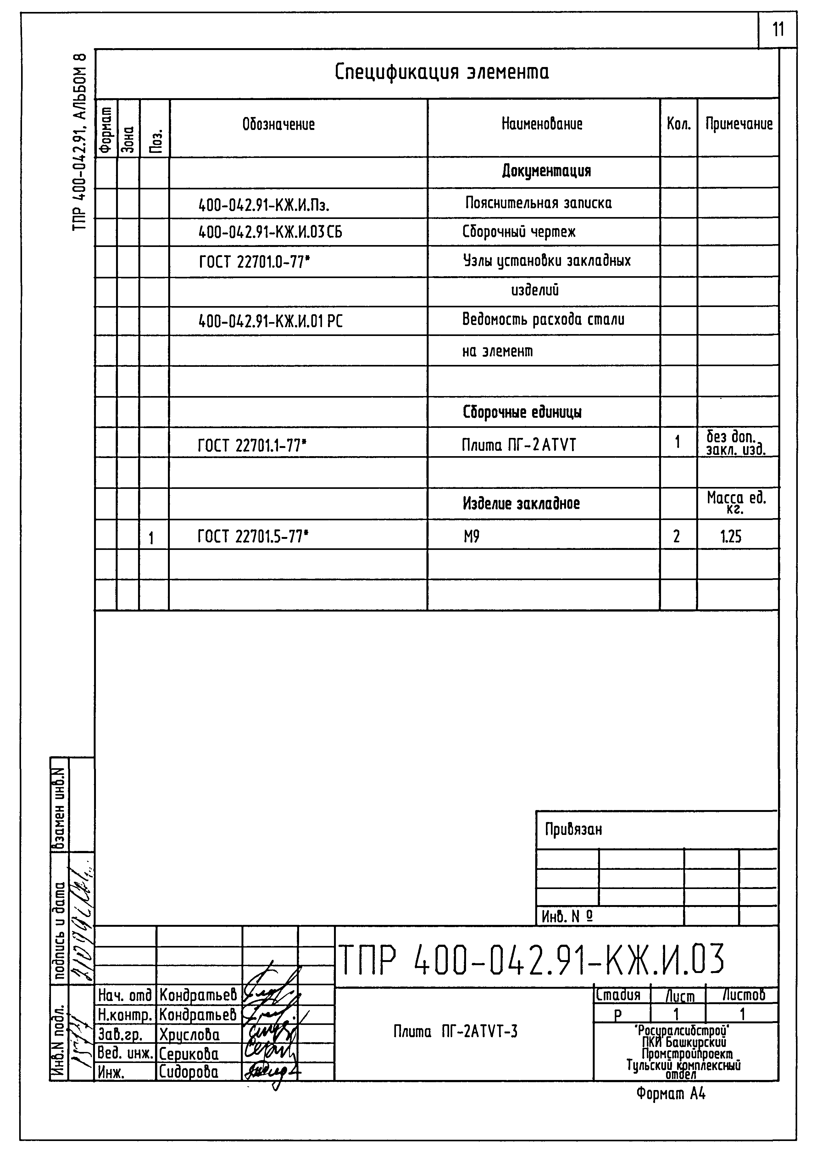 Типовые проектные решения 400-042.91