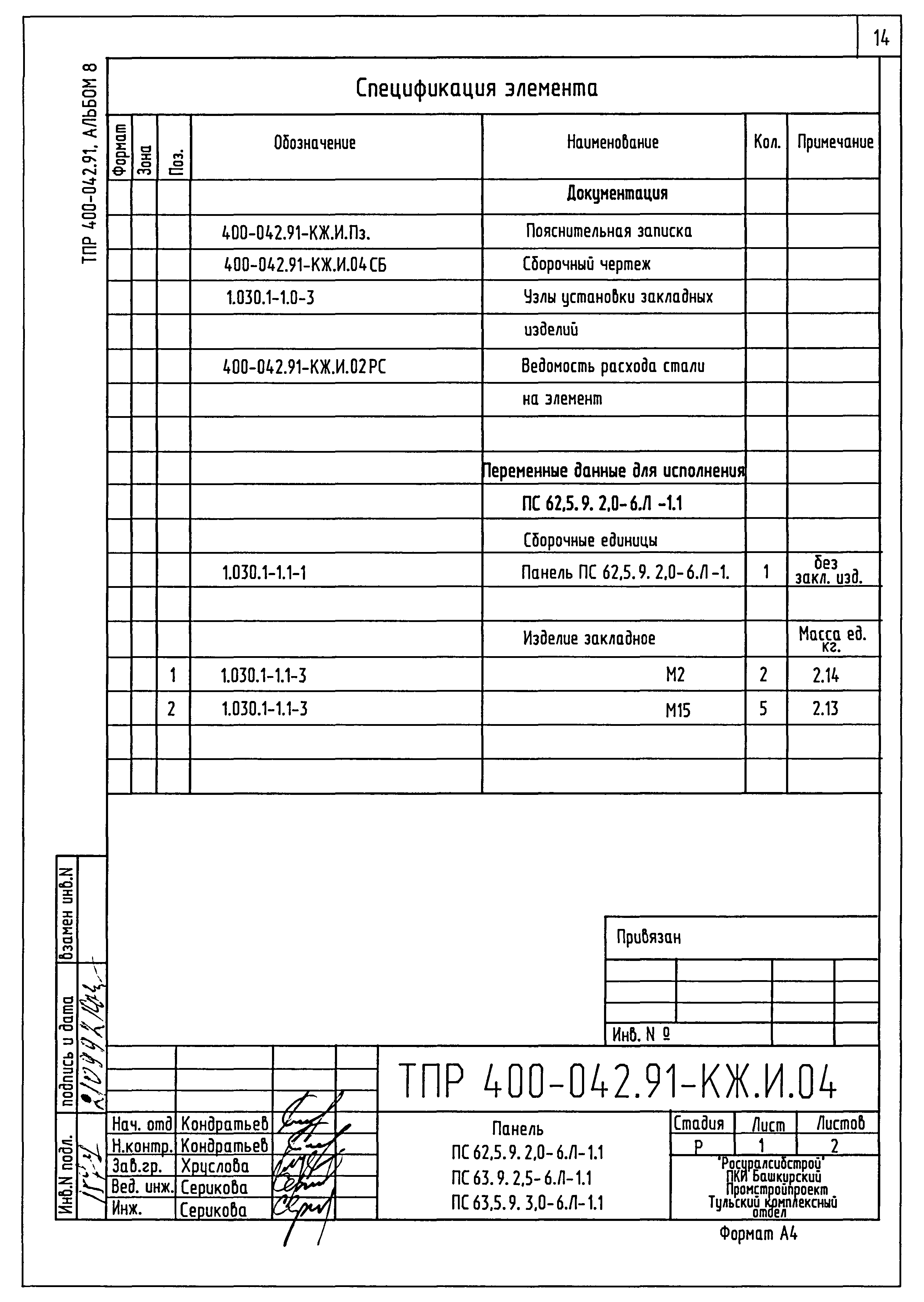 Типовые проектные решения 400-042.91