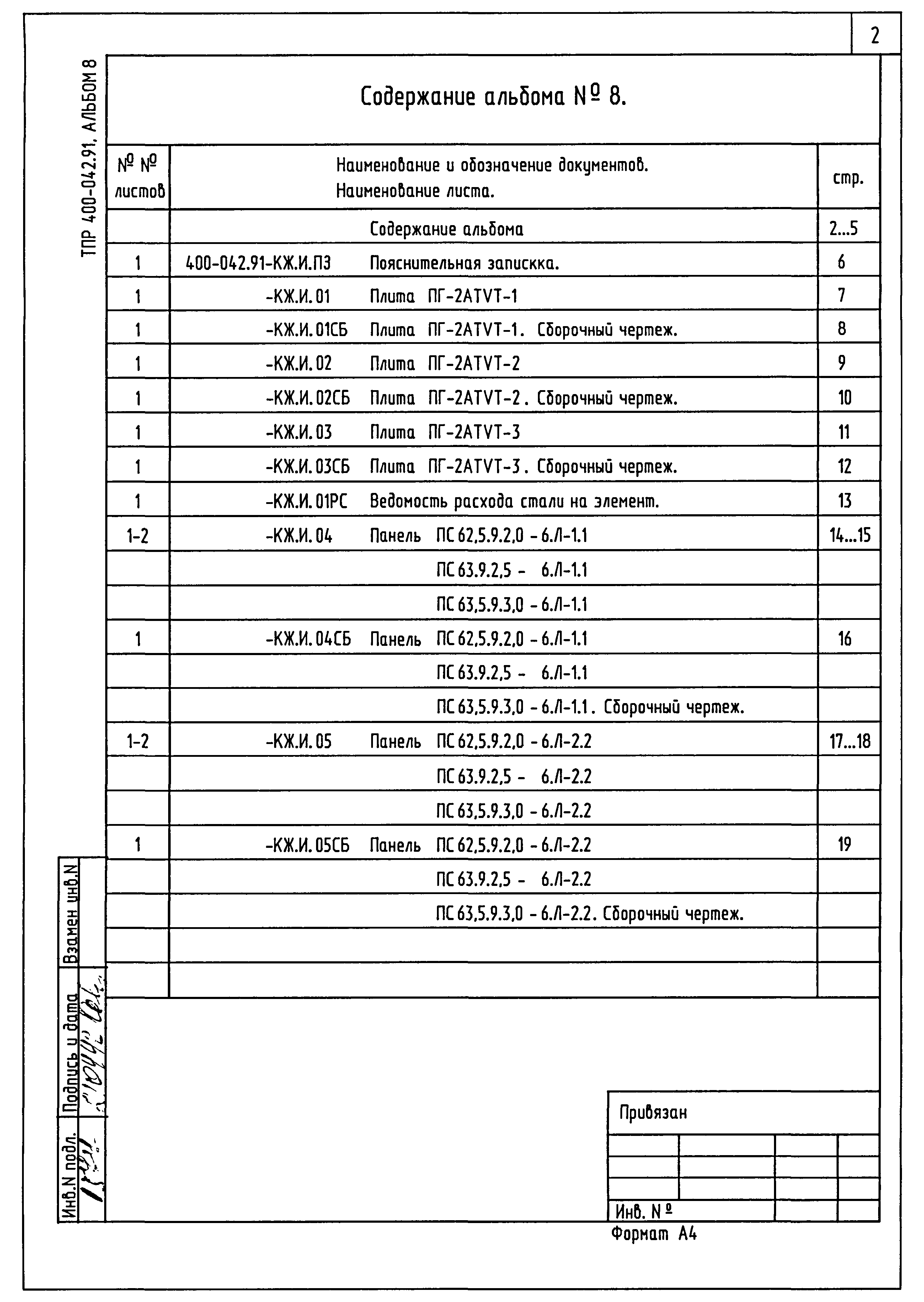 Типовые проектные решения 400-042.91