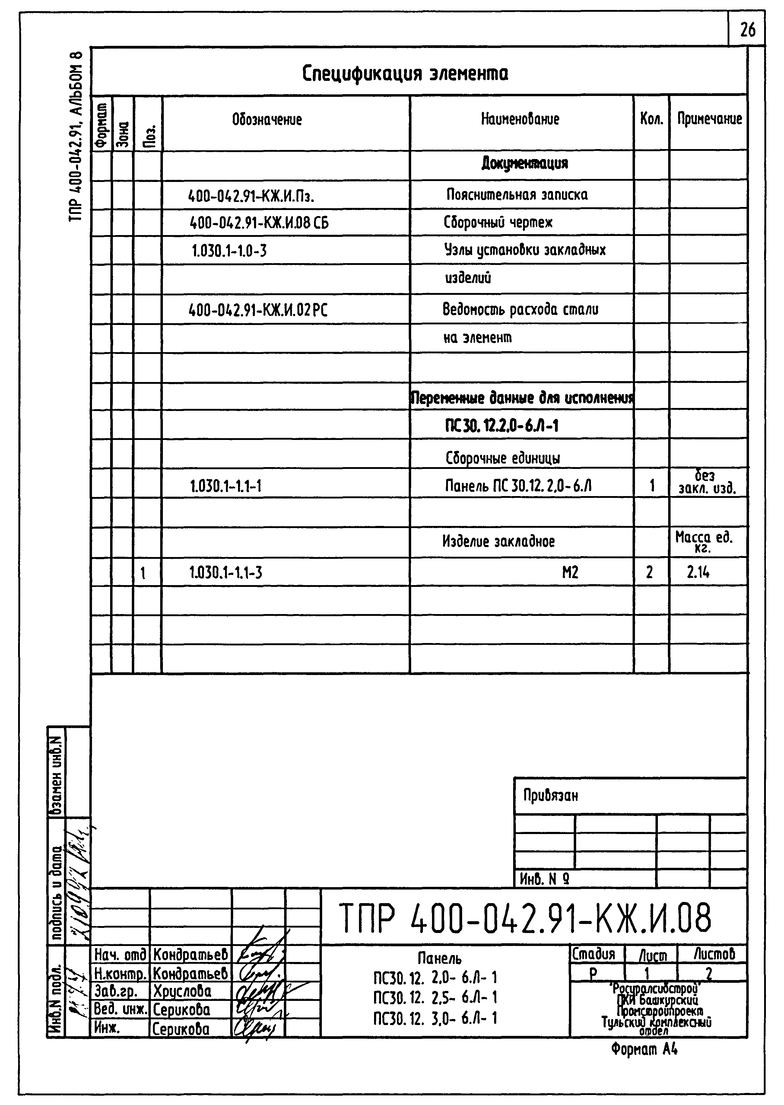 Типовые проектные решения 400-042.91