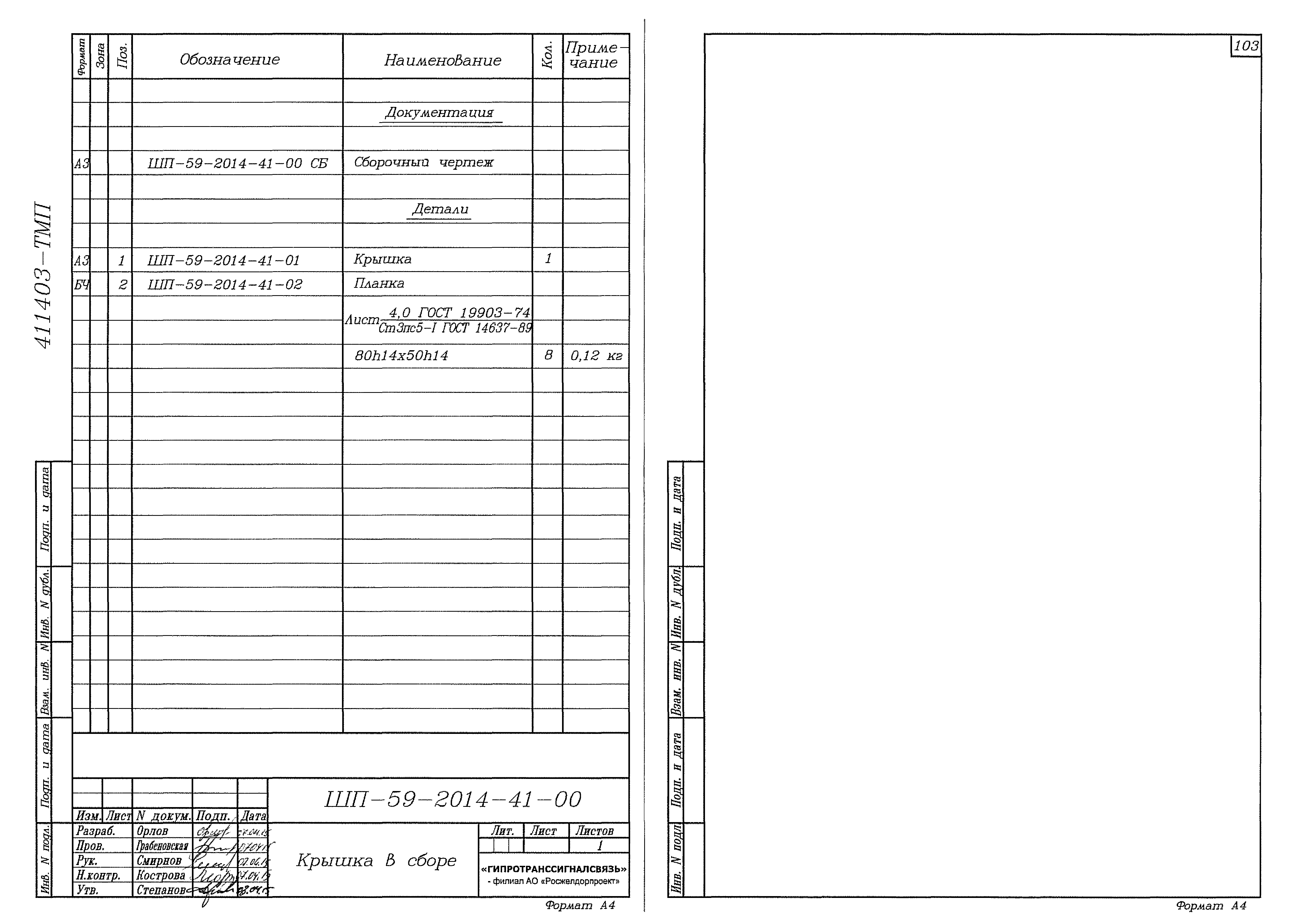 Типовые материалы для проектирования 411403-ТМП