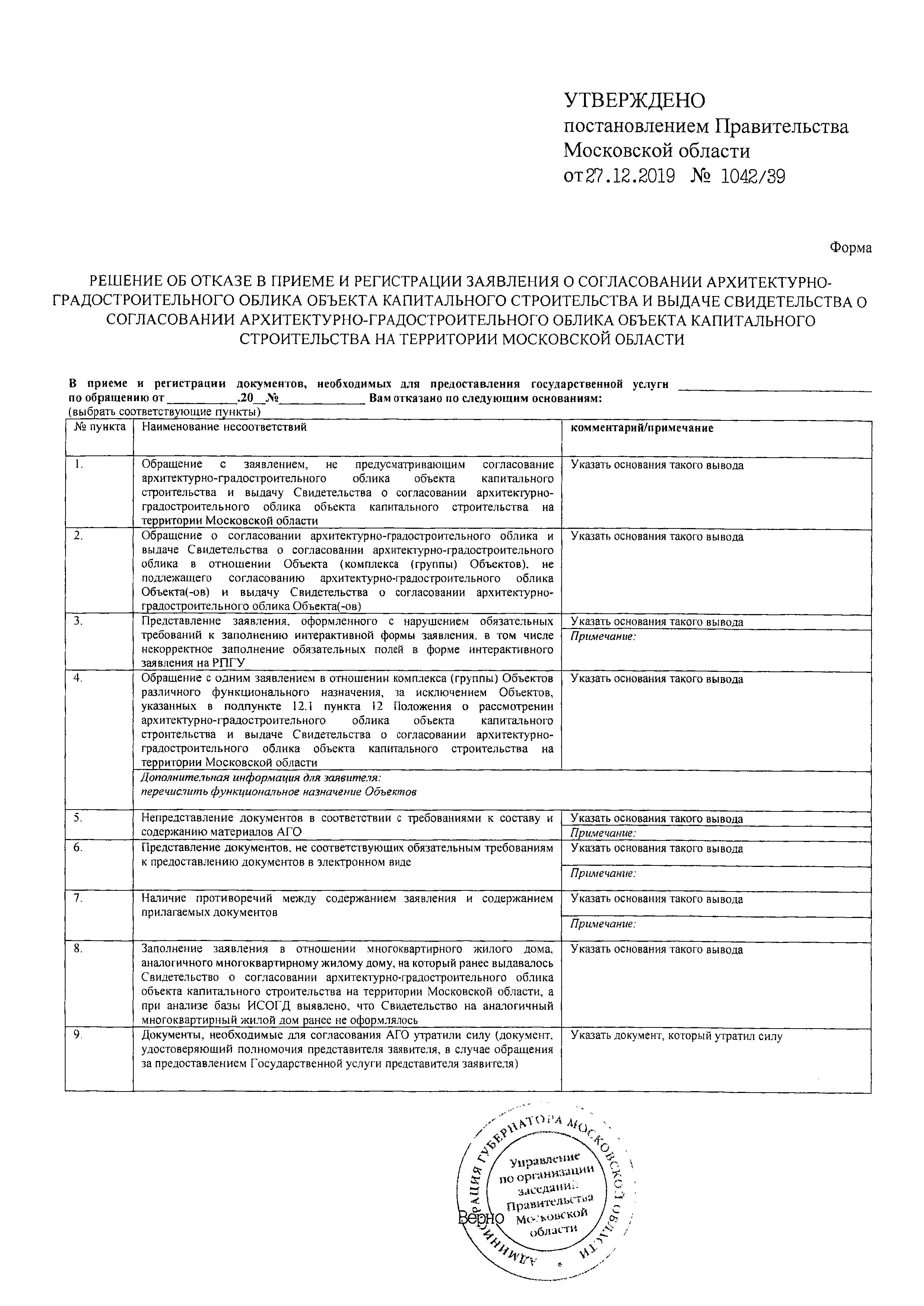 Постановление 1042/39