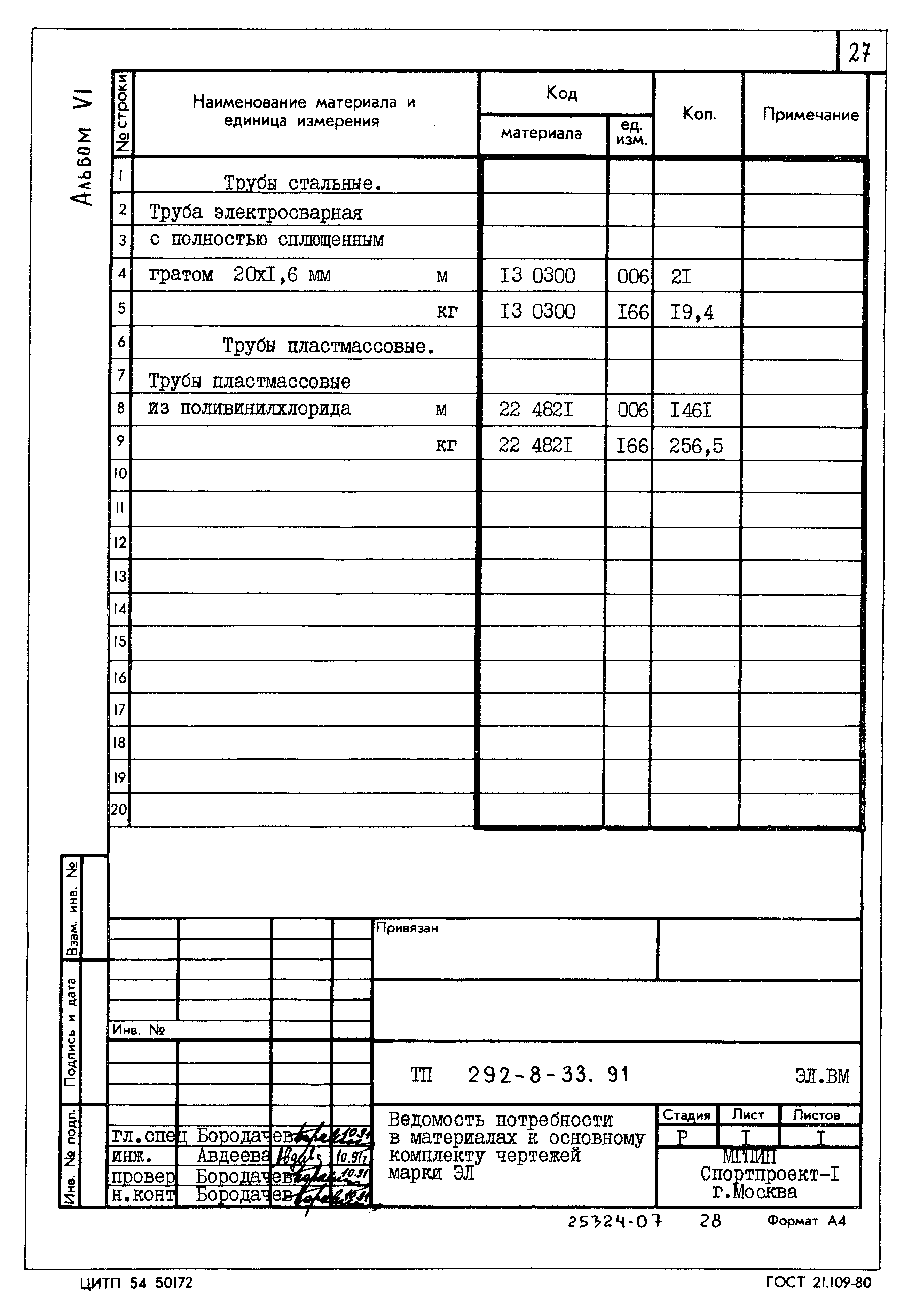 Типовой проект 292-8-33.91