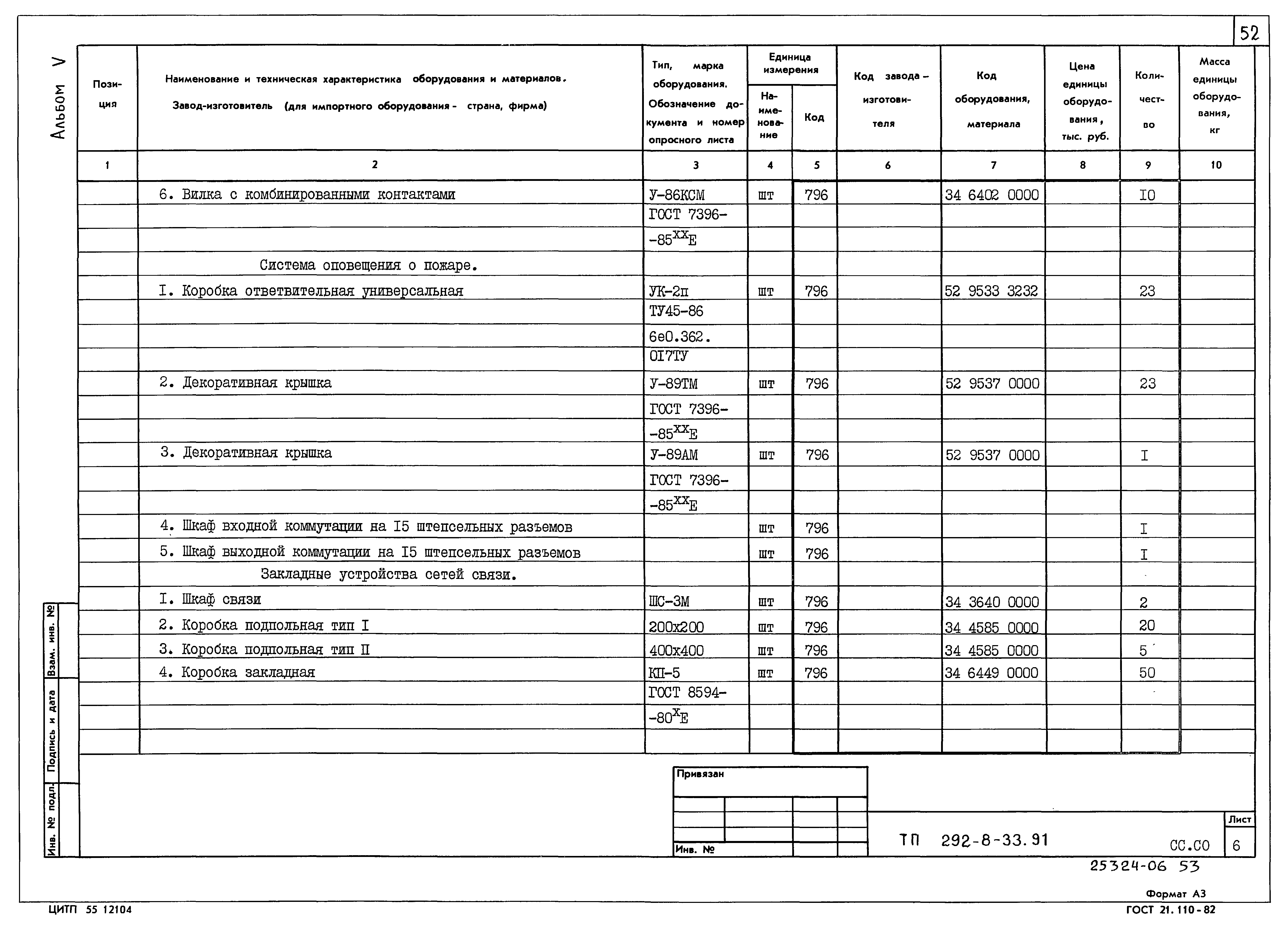 Типовой проект 292-8-33.91