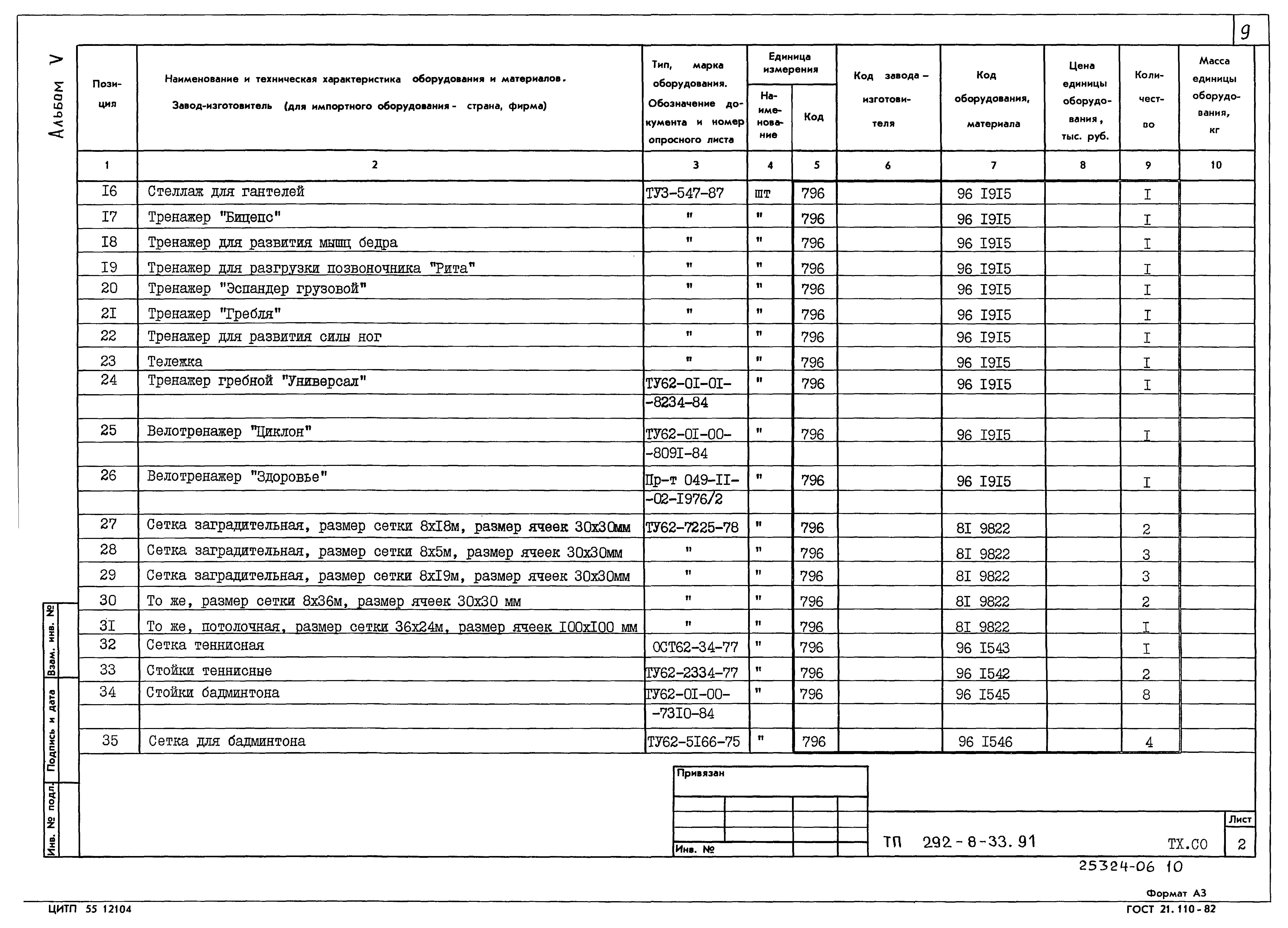 Типовой проект 292-8-33.91
