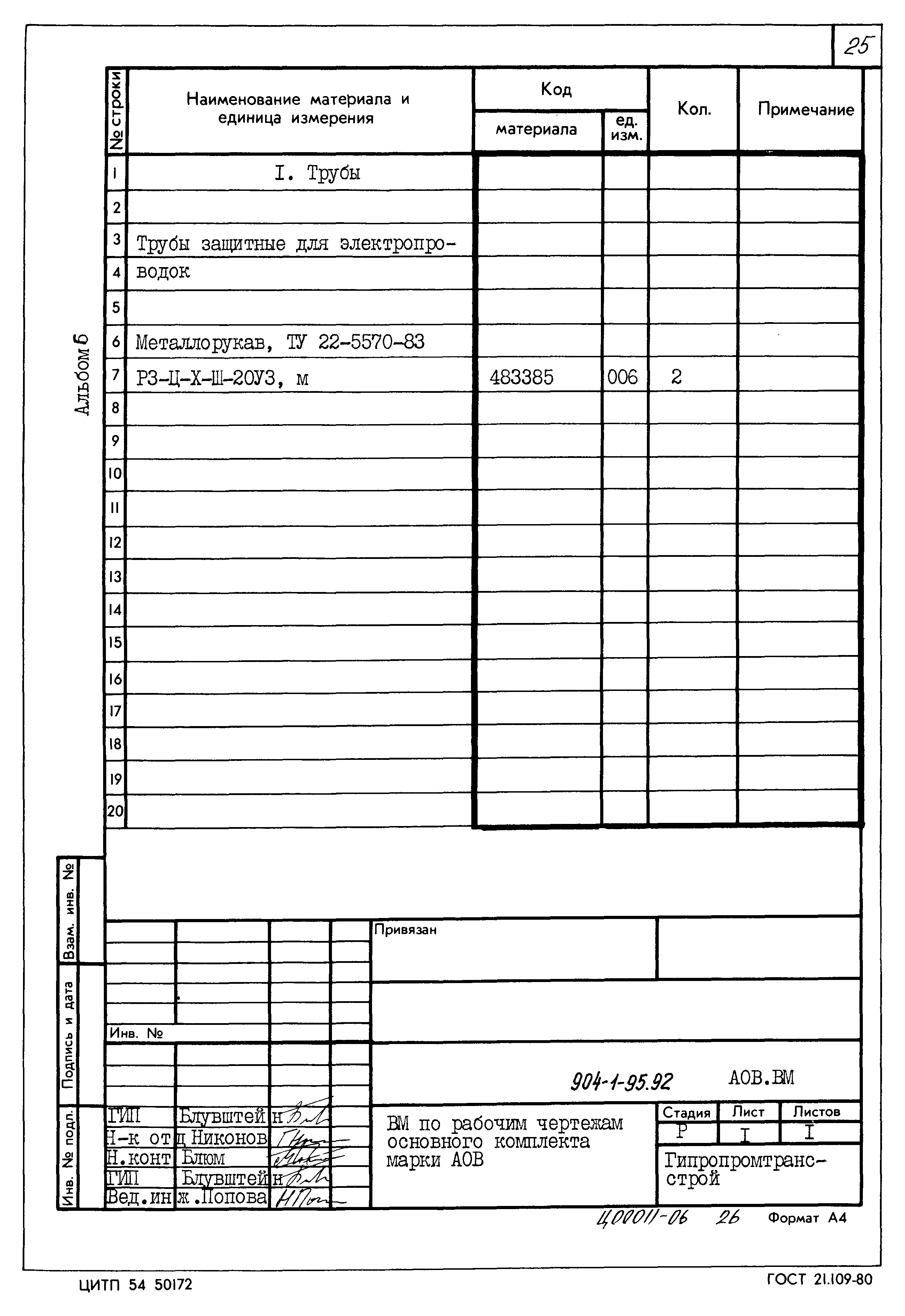 Типовой проект 904-1-95.92