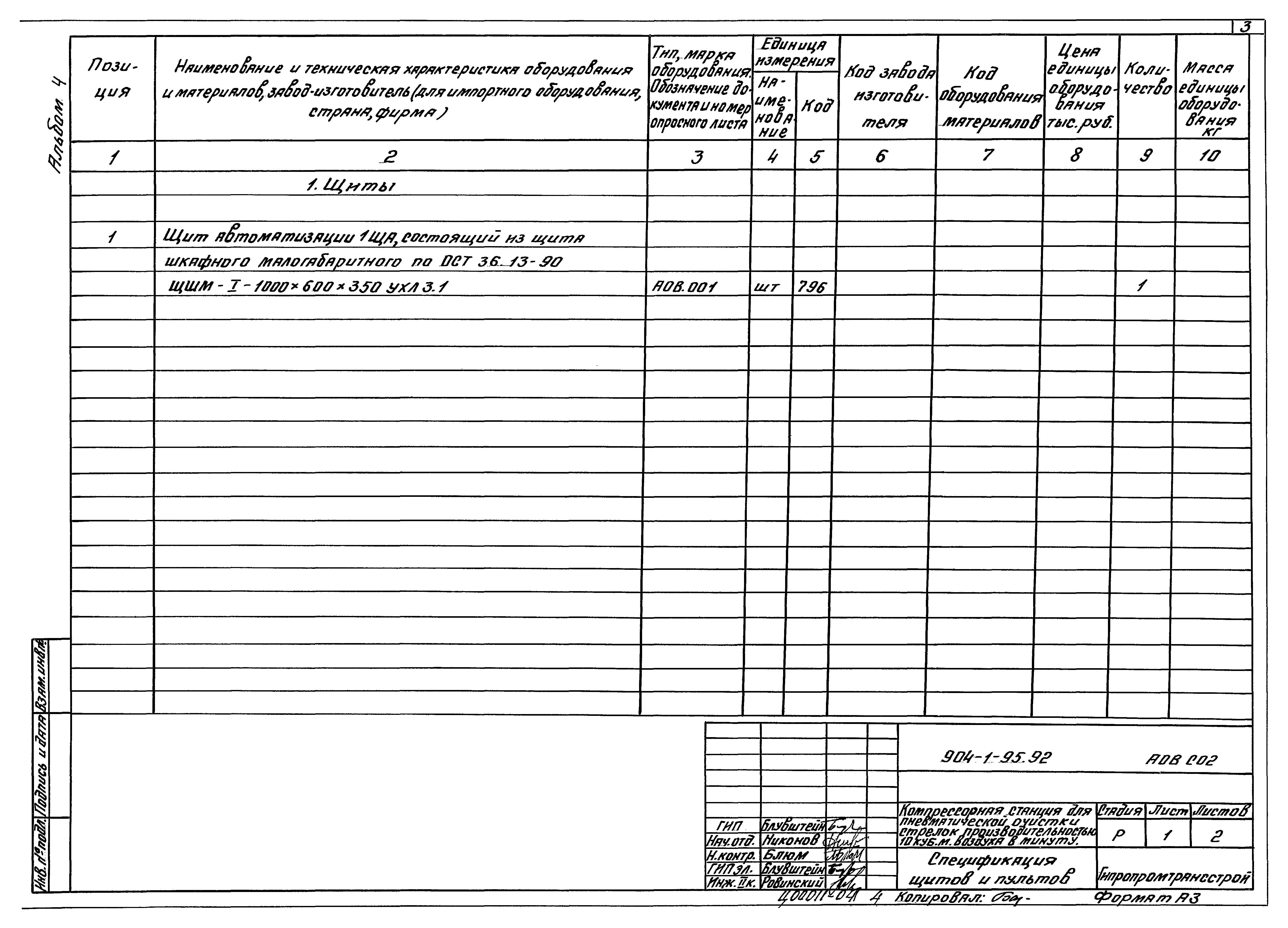 Типовой проект 904-1-95.92