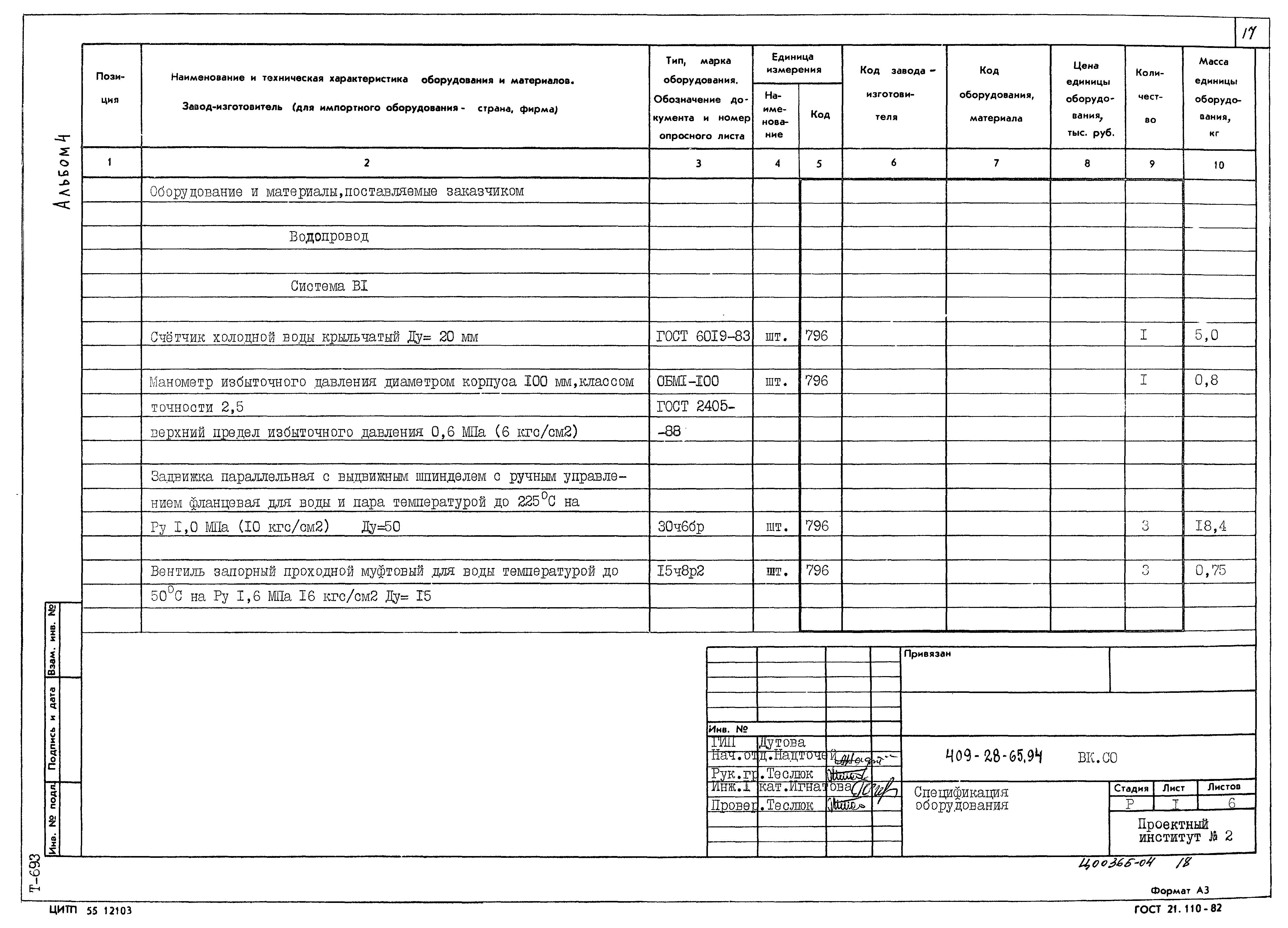 Типовой проект 409-28-65.94