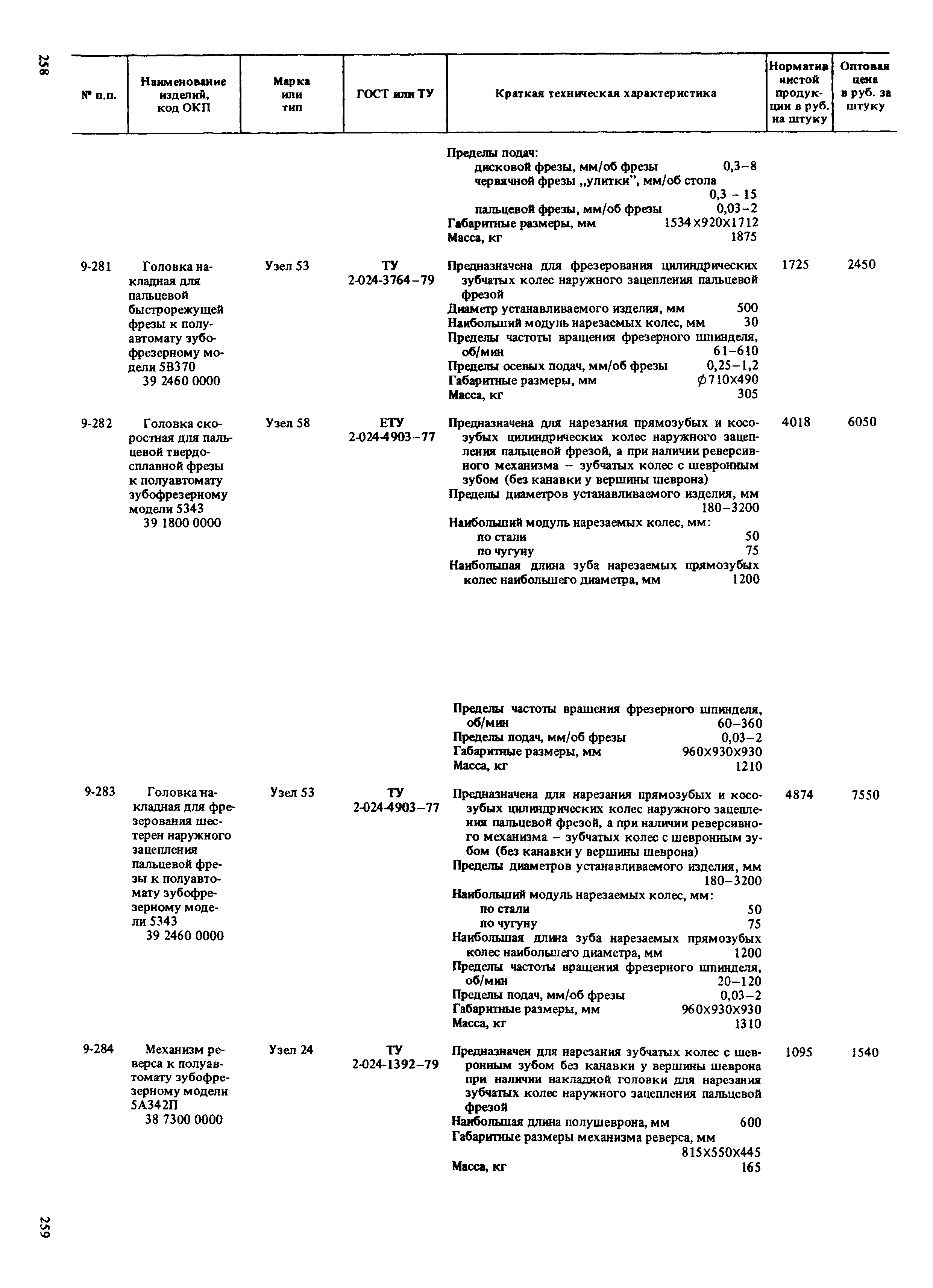 Прейскурант 18-01