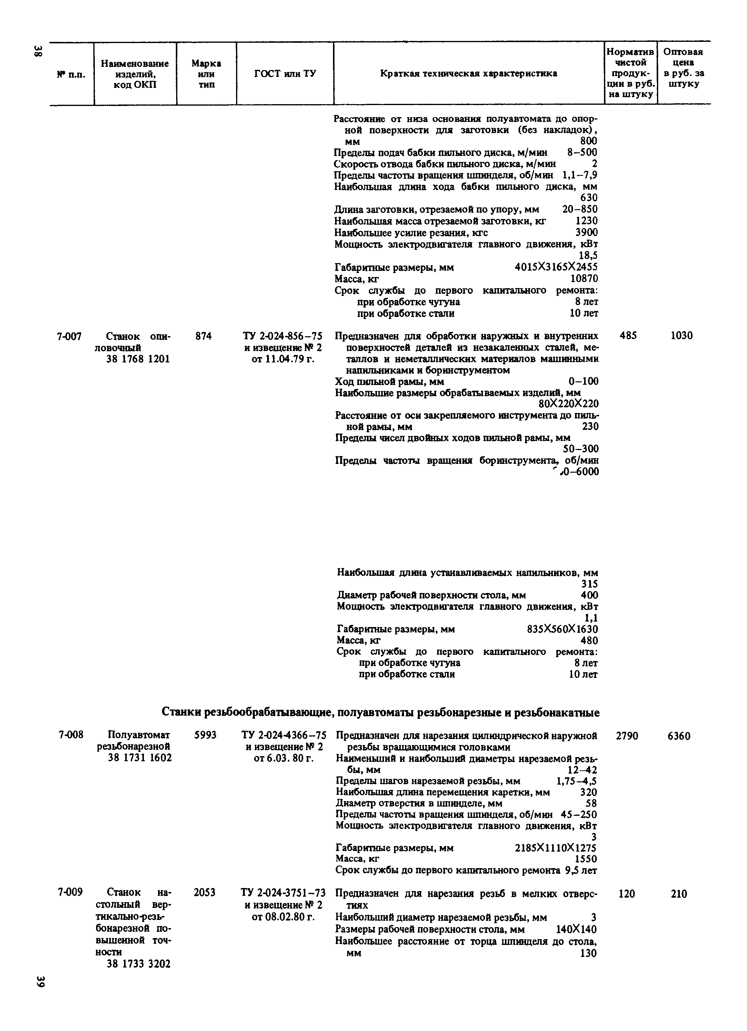 Прейскурант 18-01