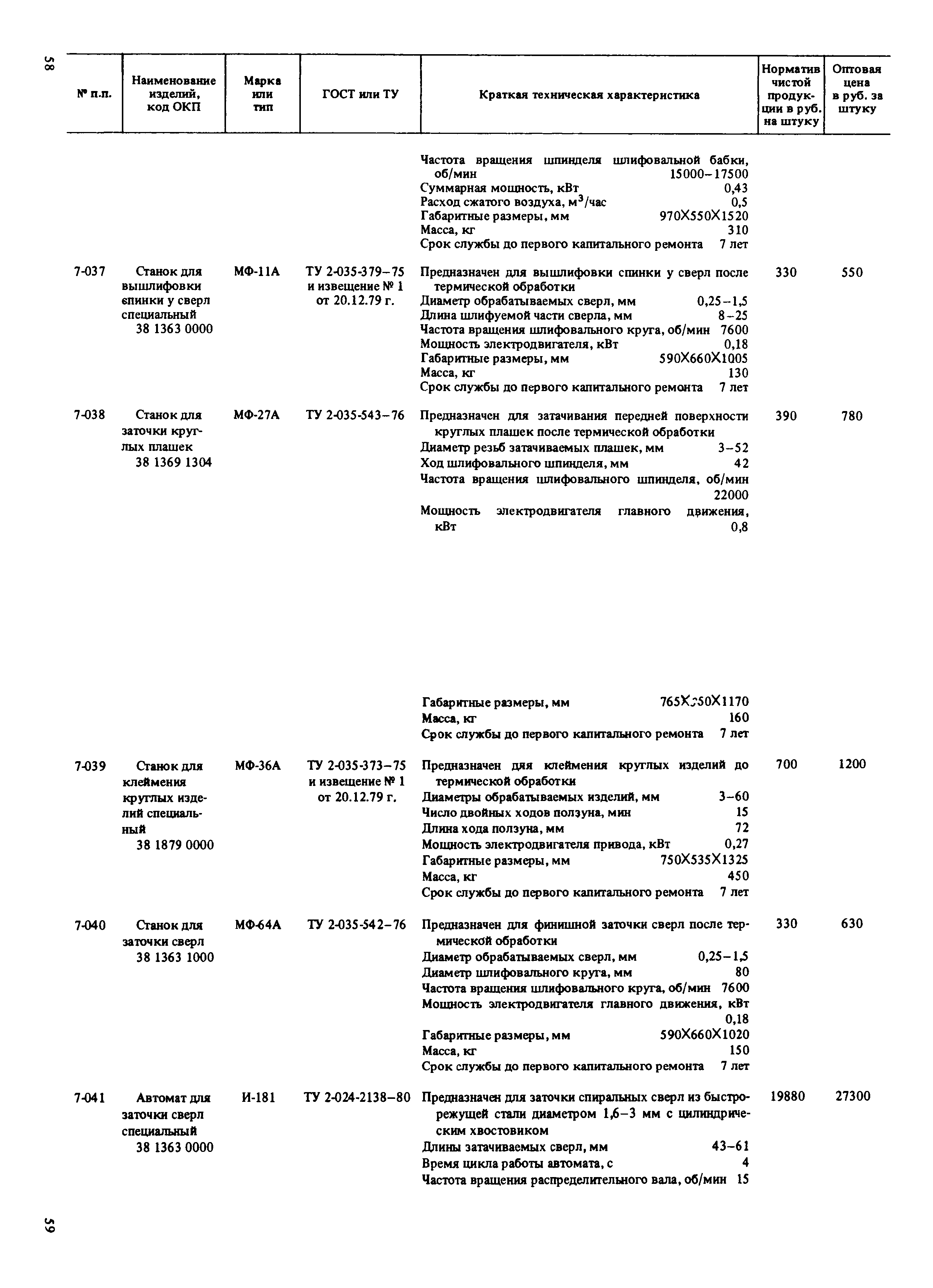 Прейскурант 18-01