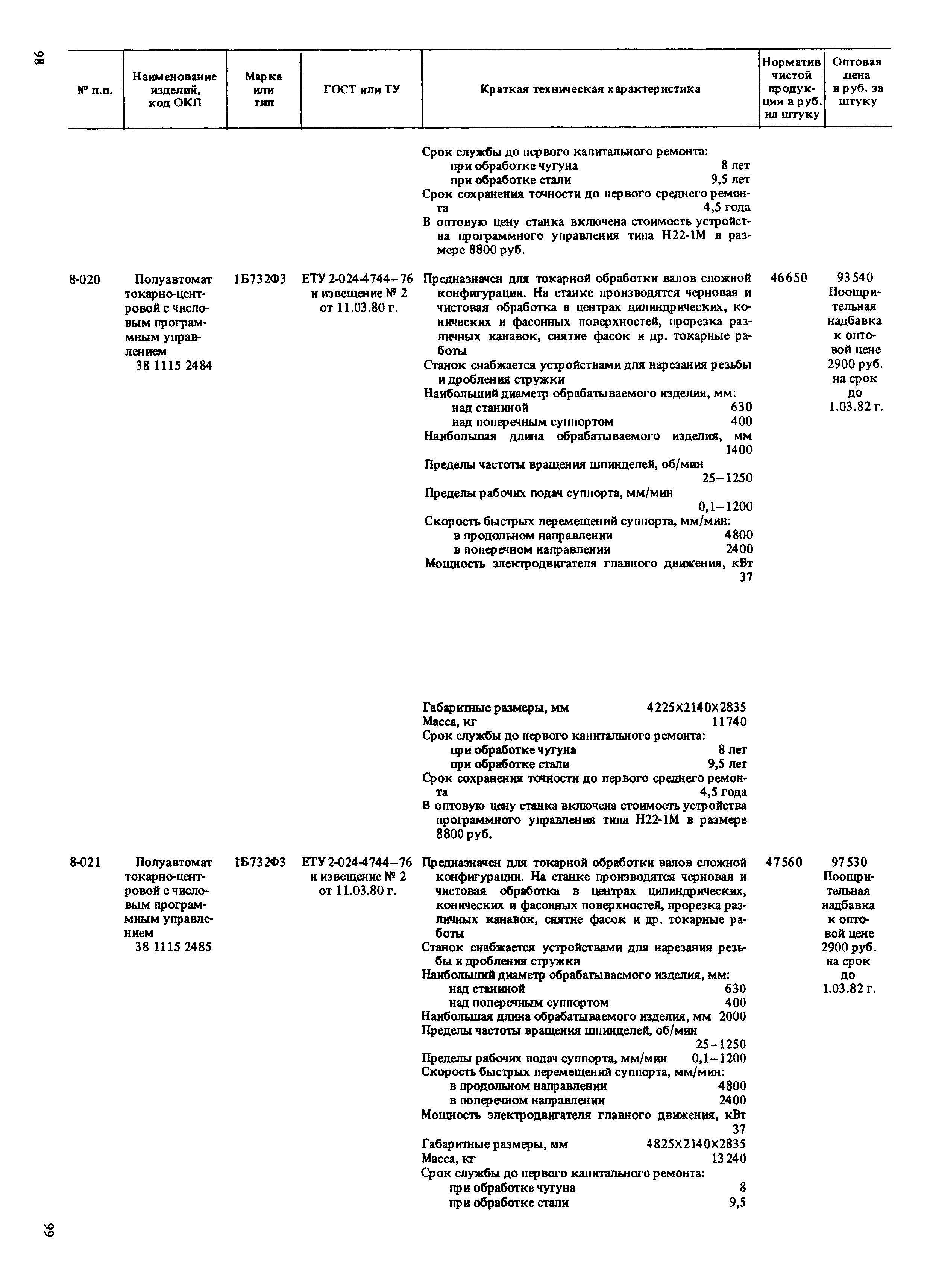 Прейскурант 18-01