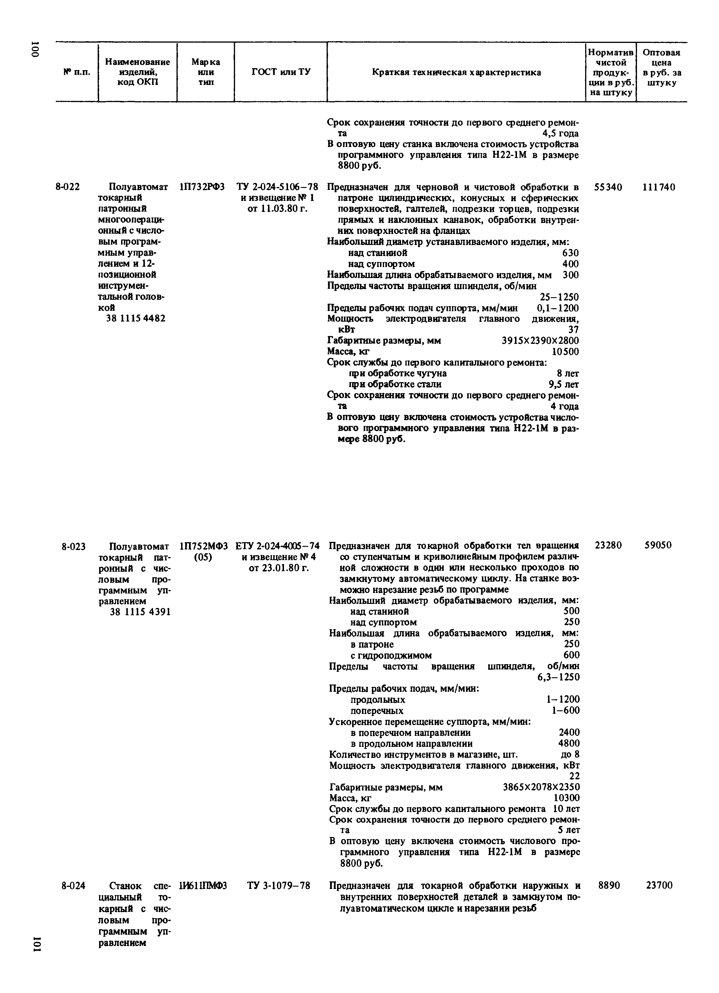 Прейскурант 18-01