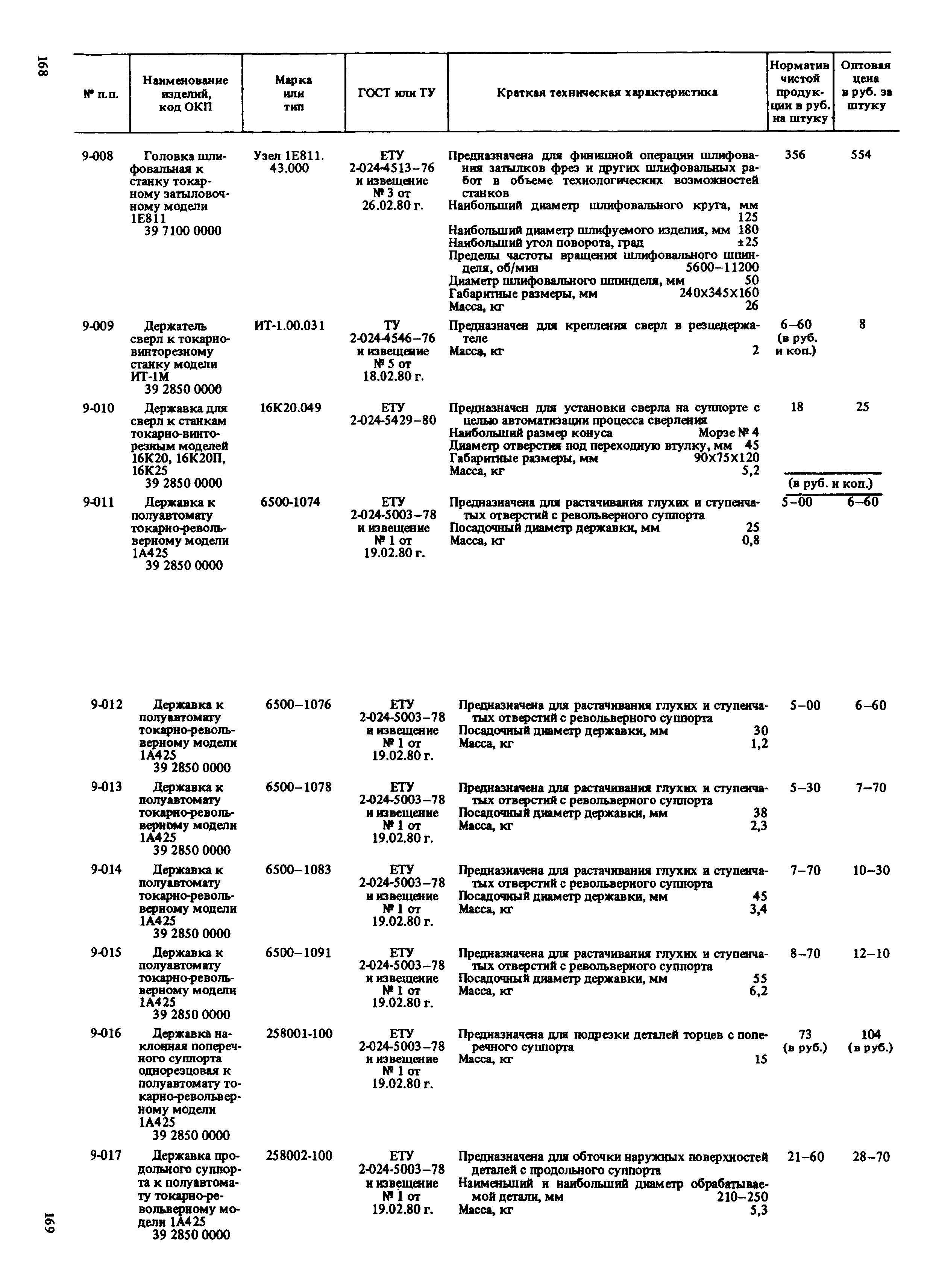 Прейскурант 18-01