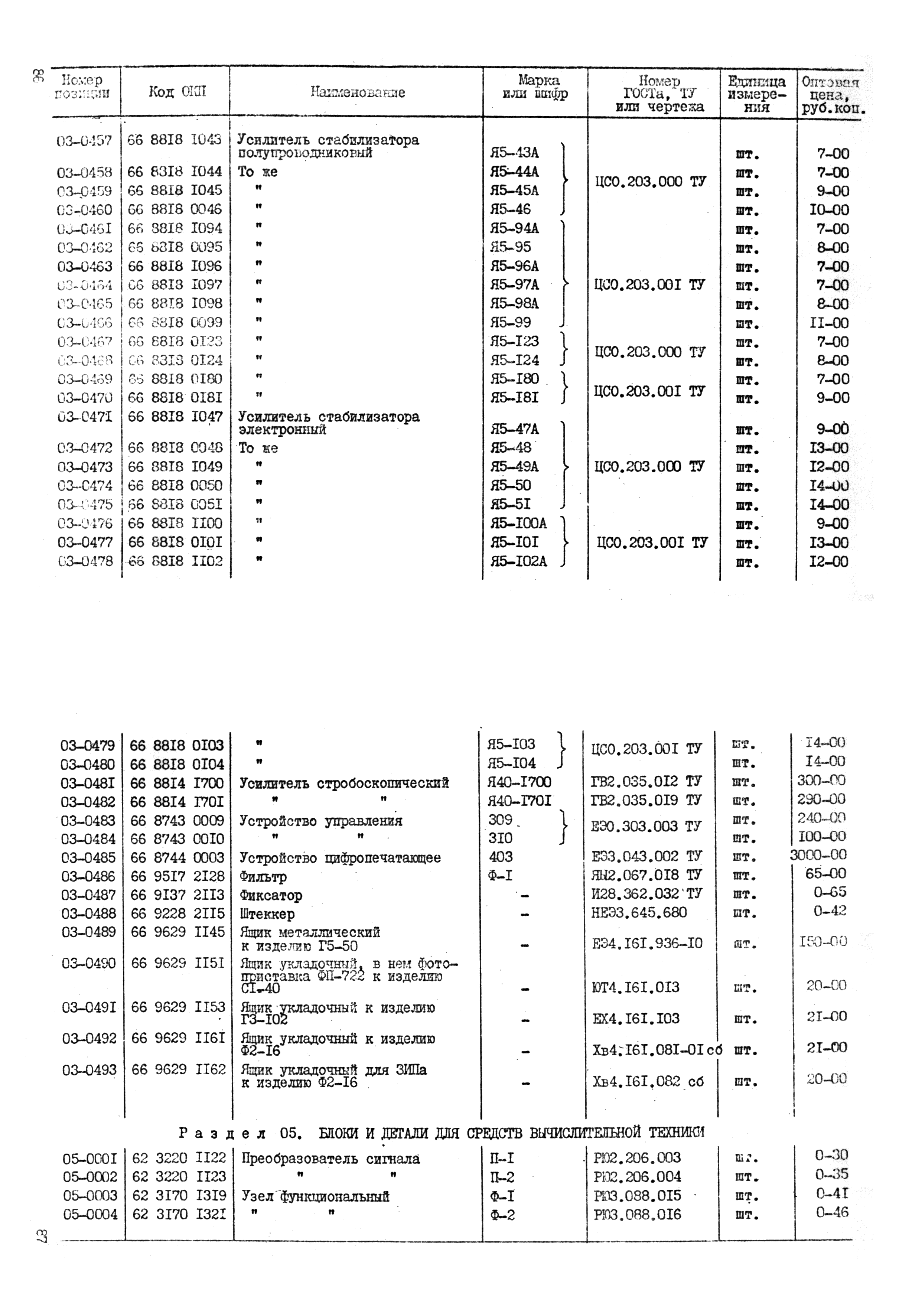 Прейскурант 24-18-84