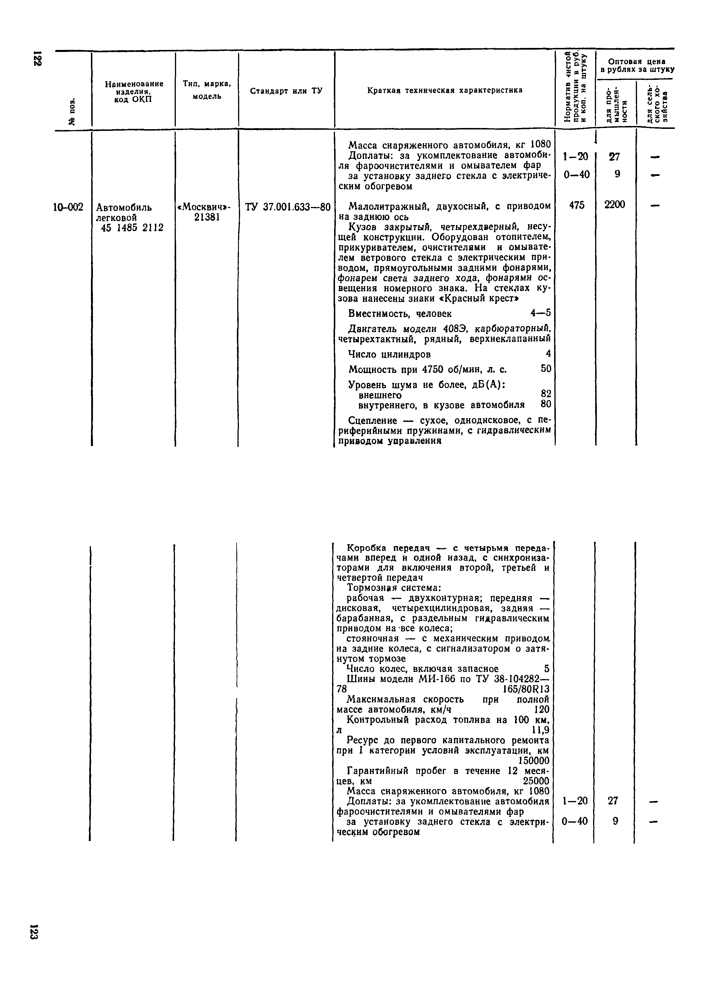 Прейскурант 21-01