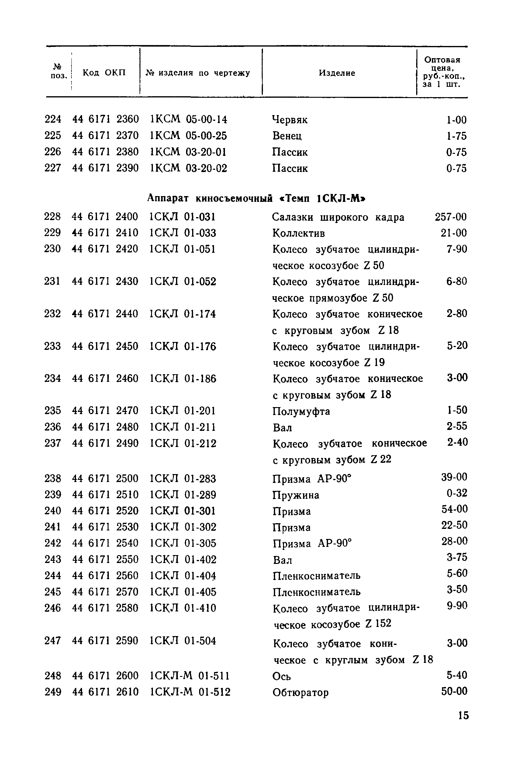 Прейскурант 27-01-30