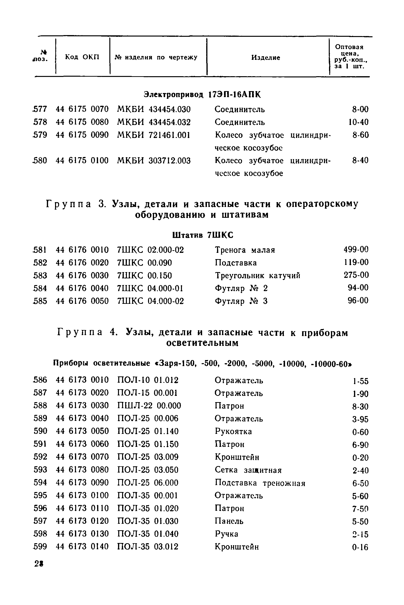 Прейскурант 27-01-30