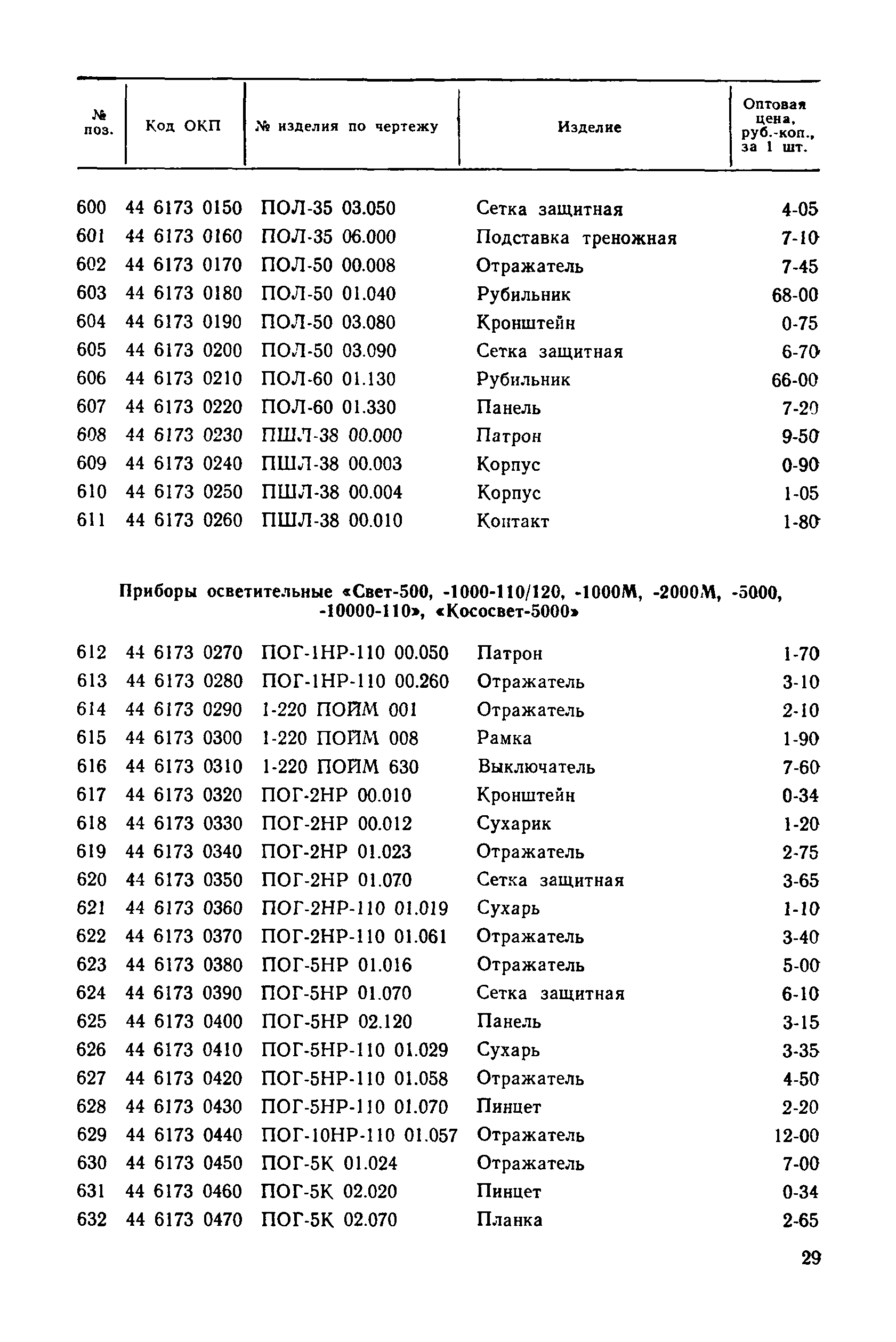 Прейскурант 27-01-30