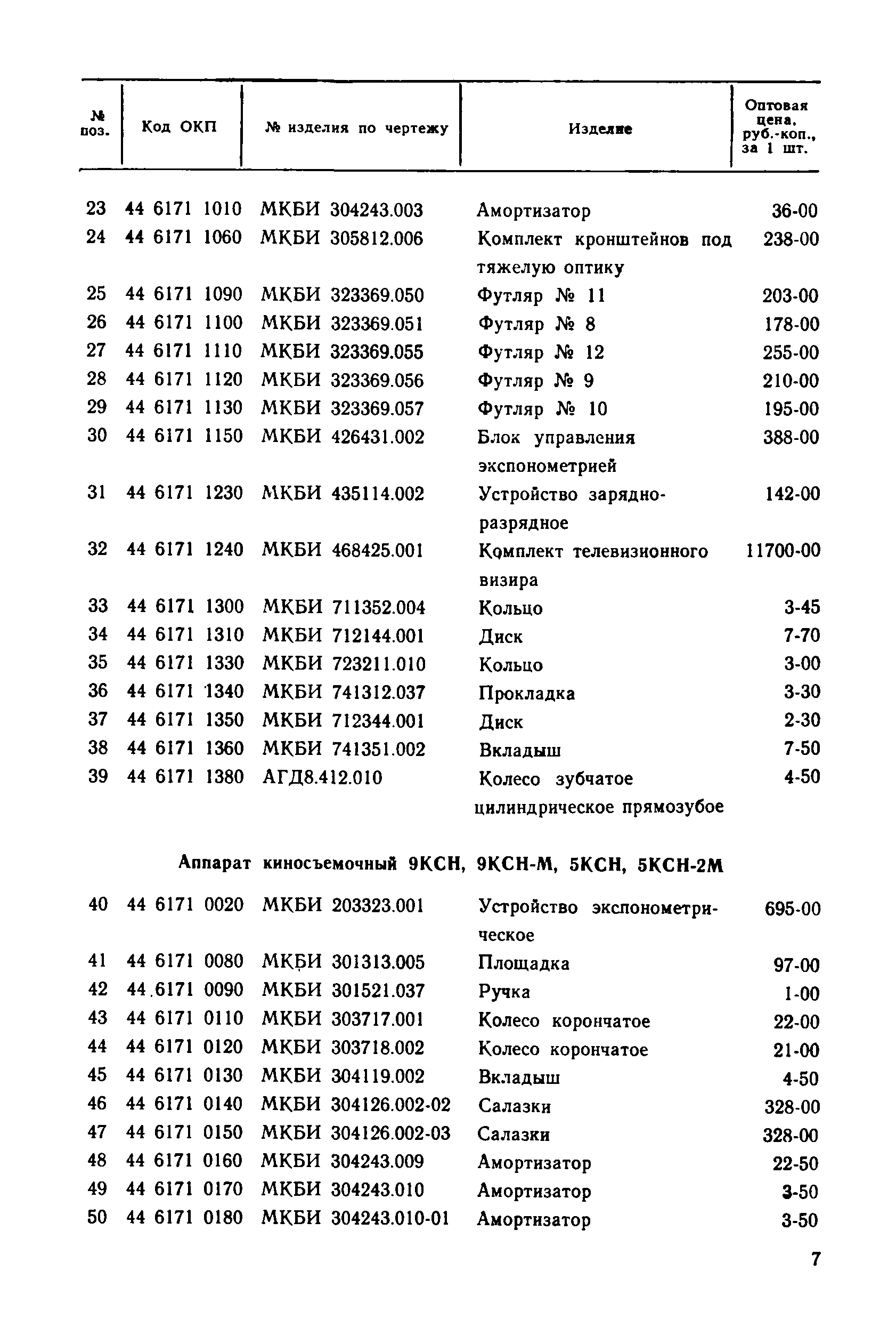 Прейскурант 27-01-30