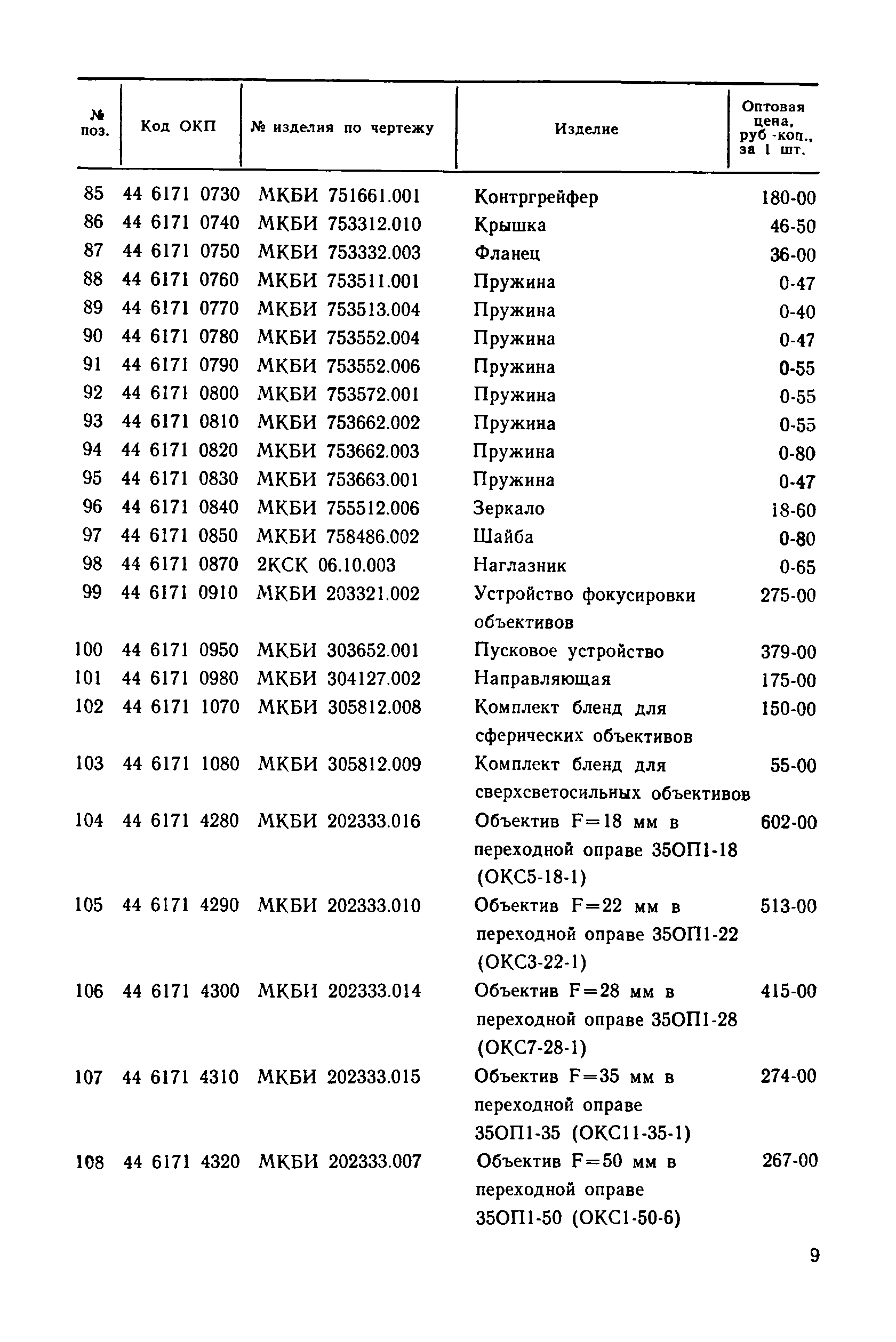 Прейскурант 27-01-30