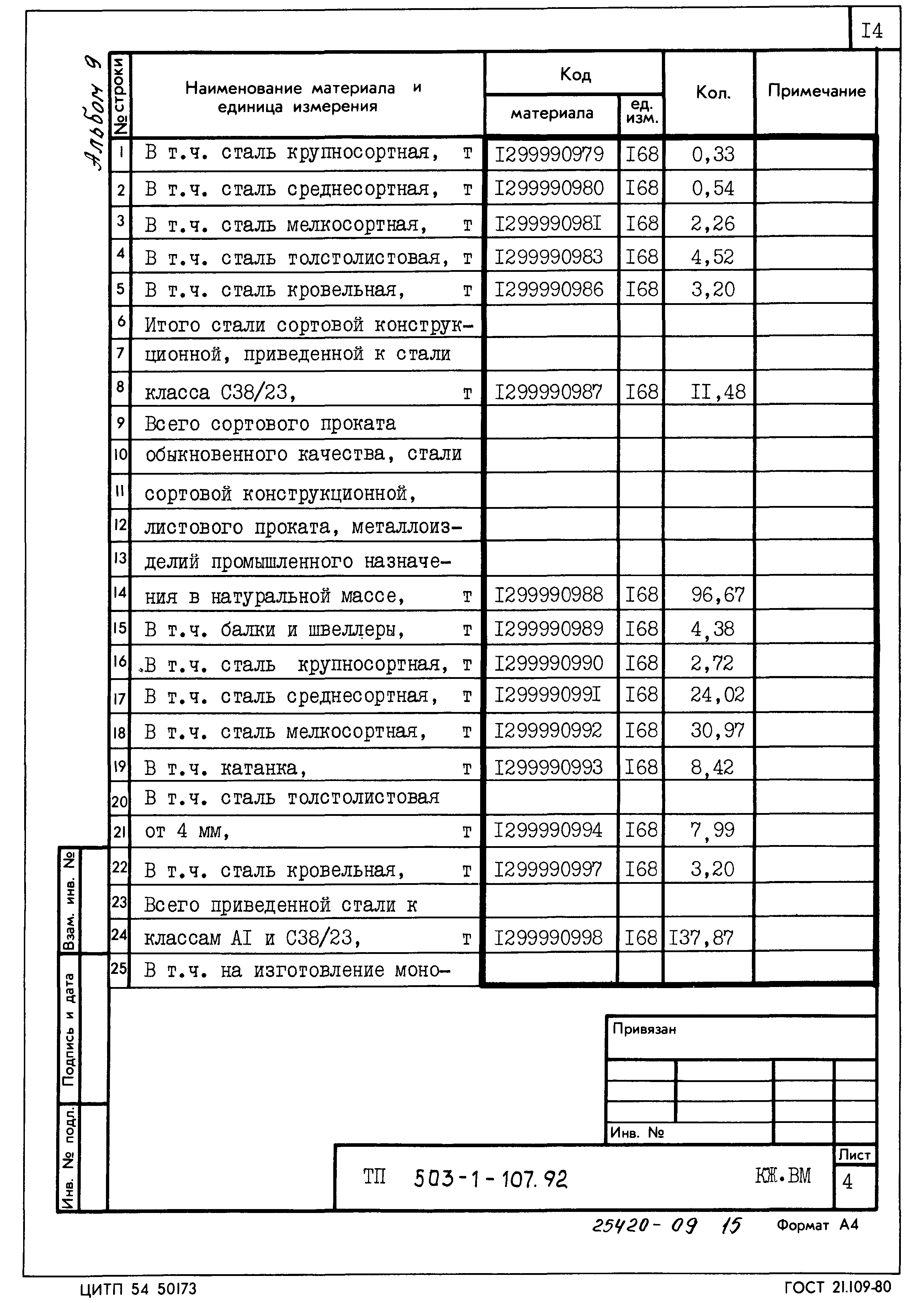 Типовой проект 503-1-107.92