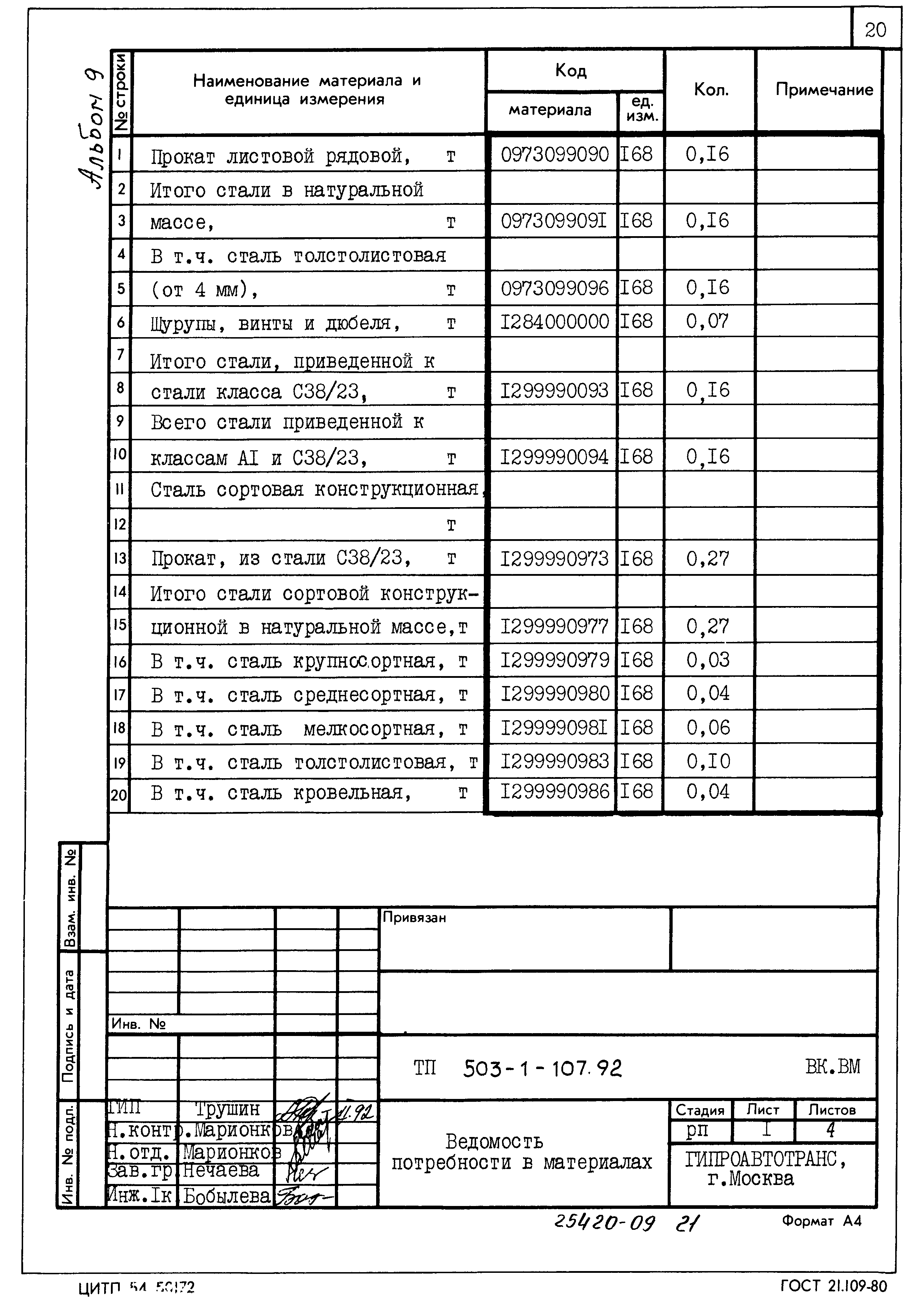 Типовой проект 503-1-107.92