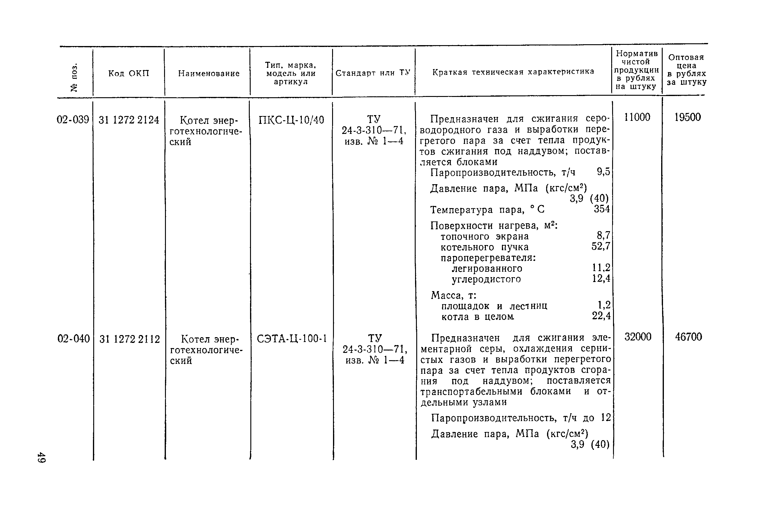 Прейскурант 19-04