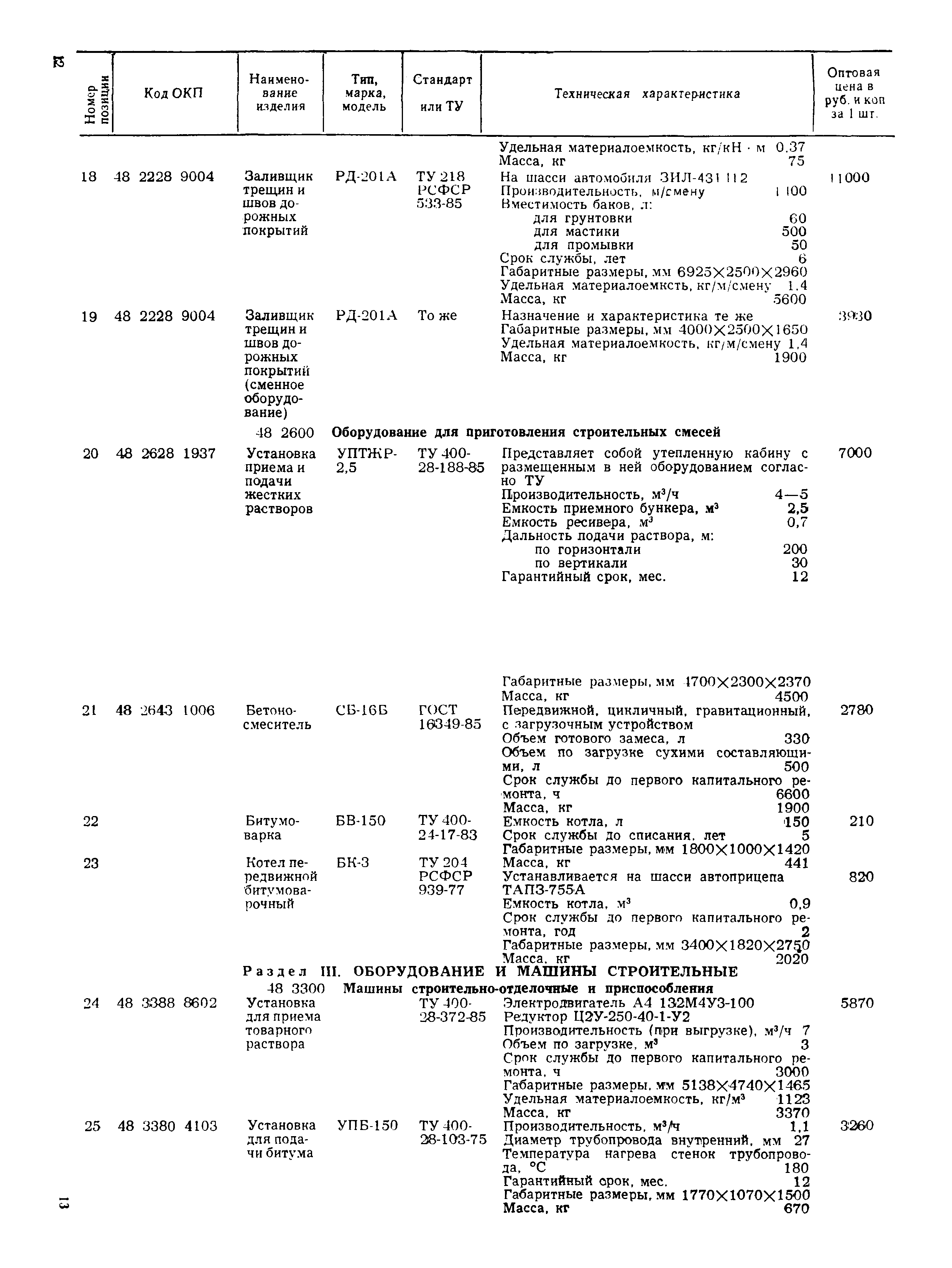 Прейскурант 22-01-01