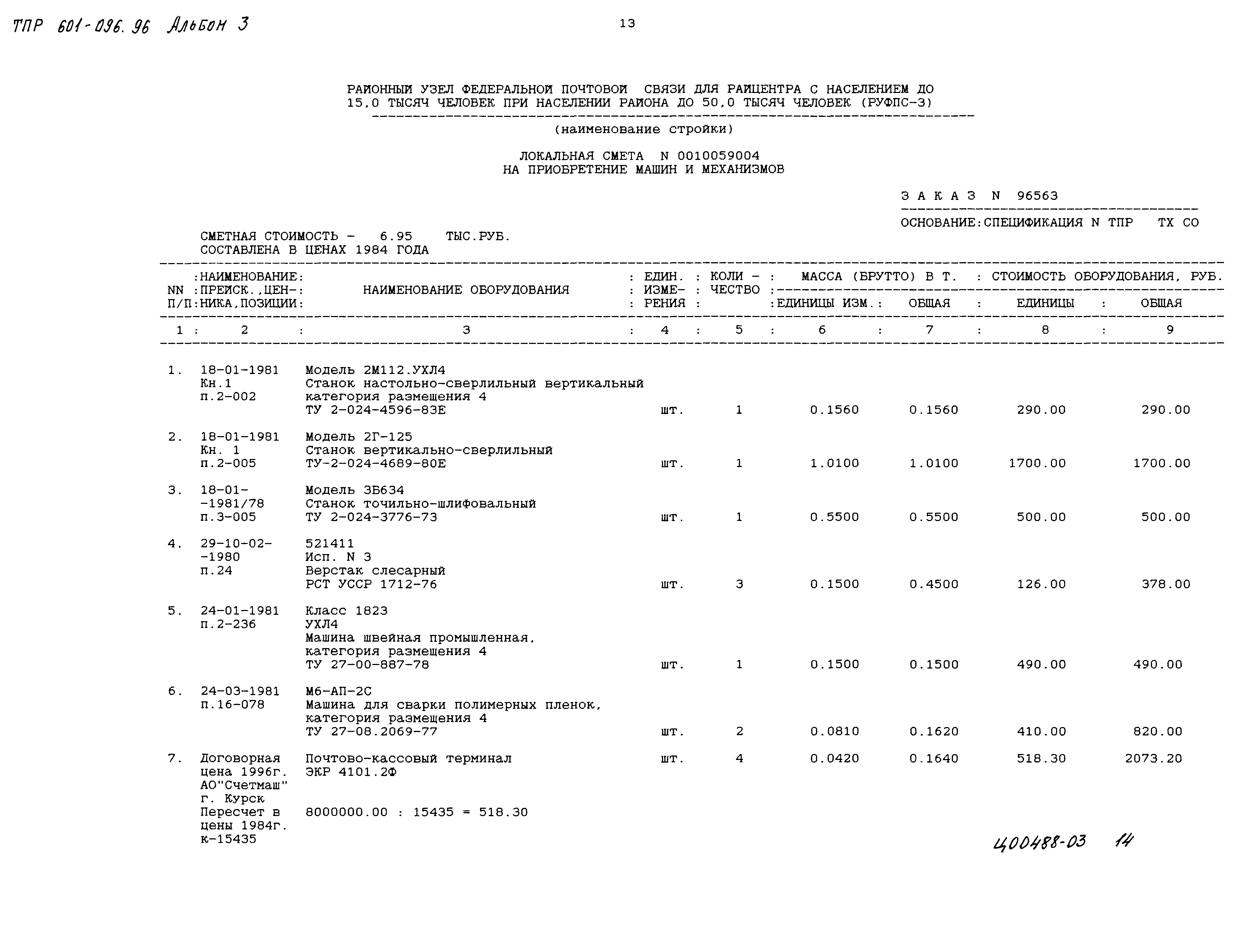 Типовые проектные решения 601-096.96