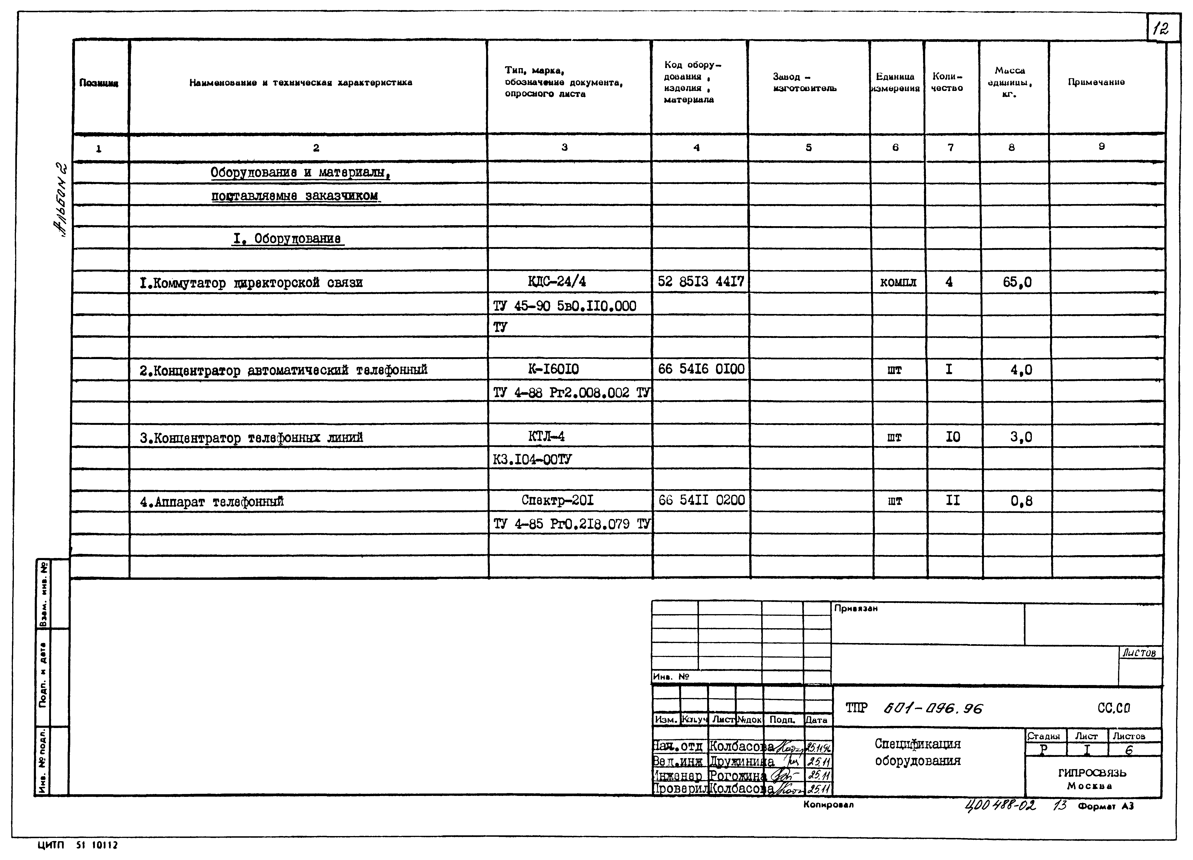 Типовые проектные решения 601-096.96