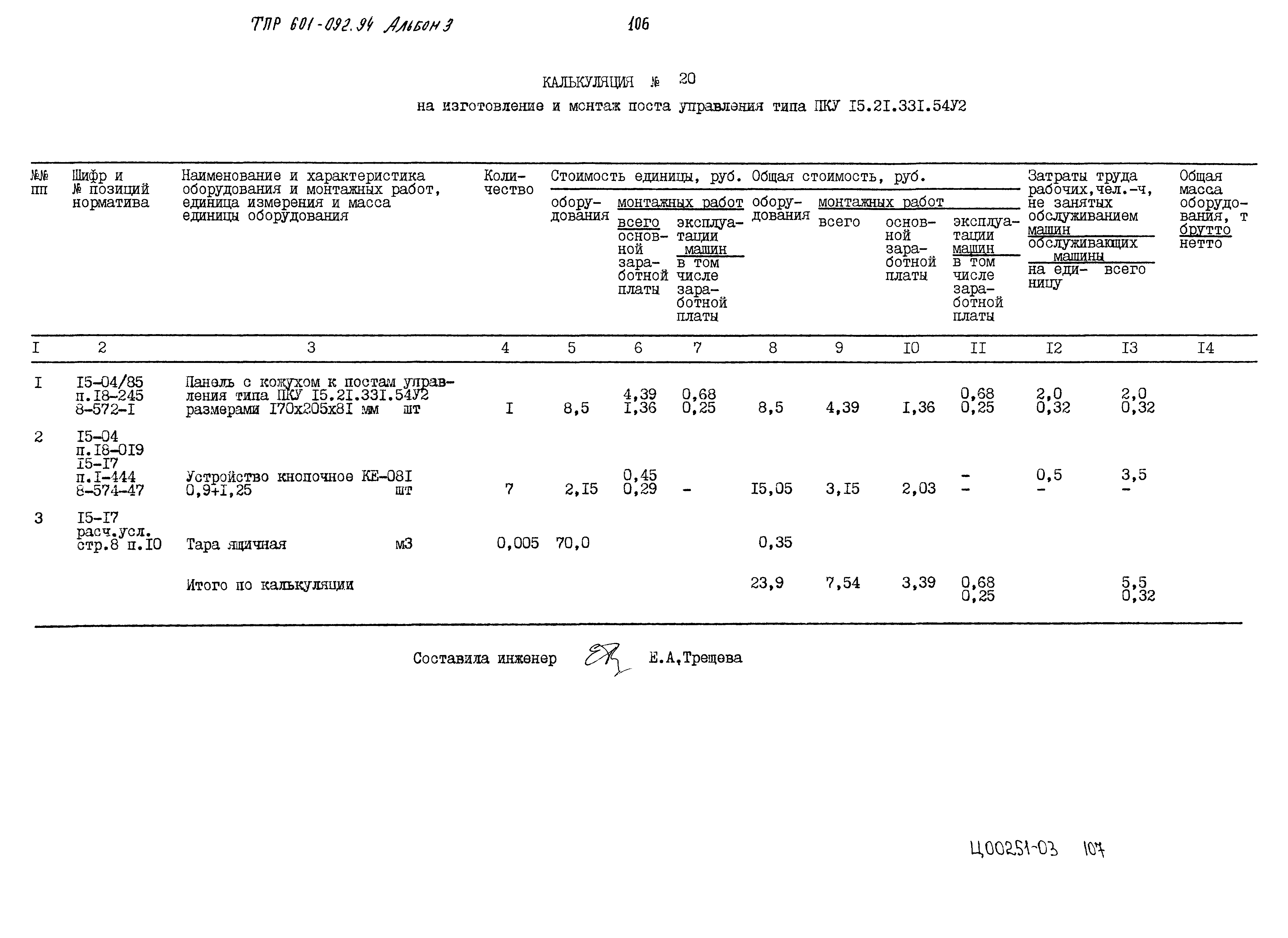 Типовые проектные решения 601-092.94