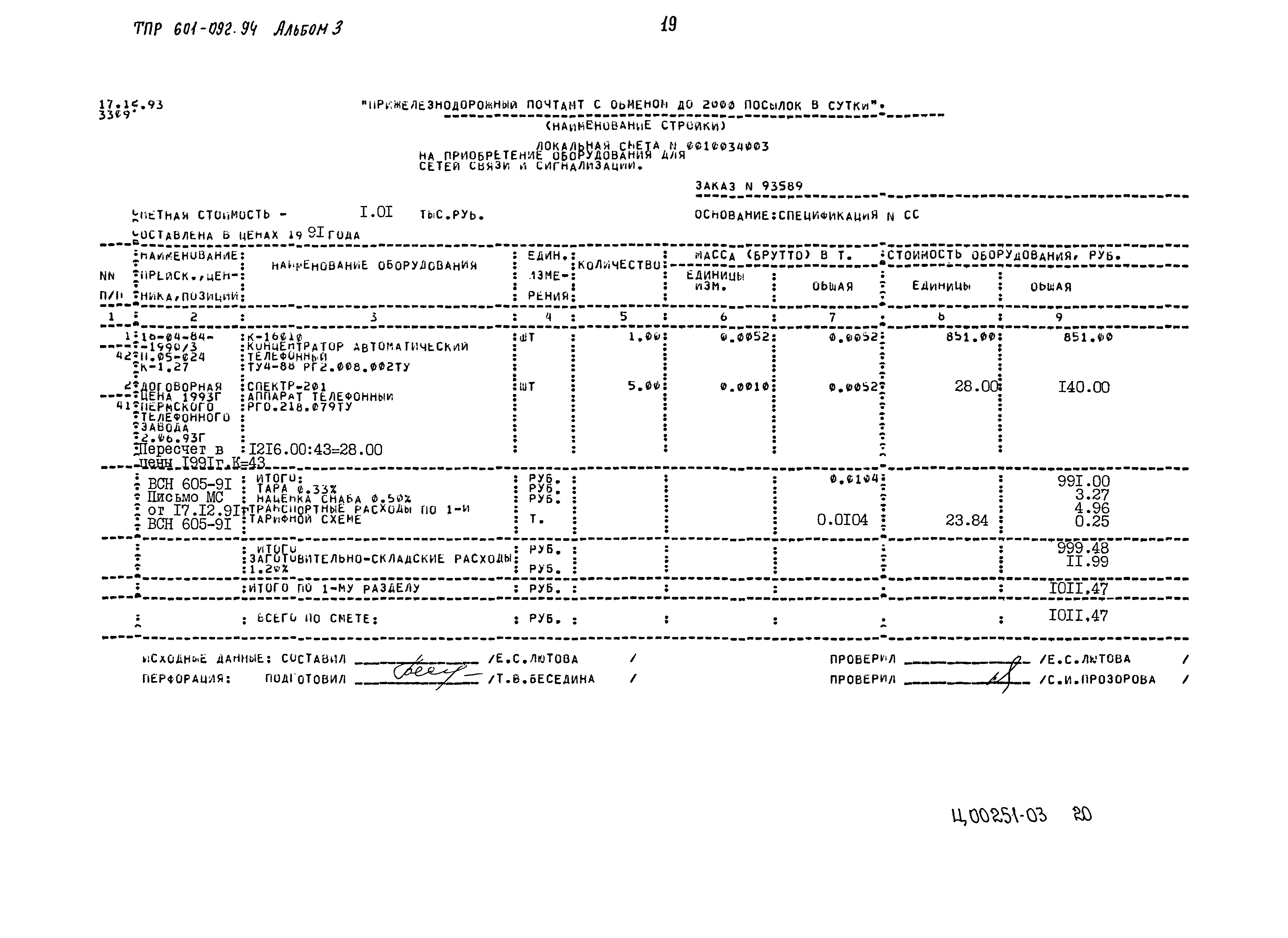 Типовые проектные решения 601-092.94
