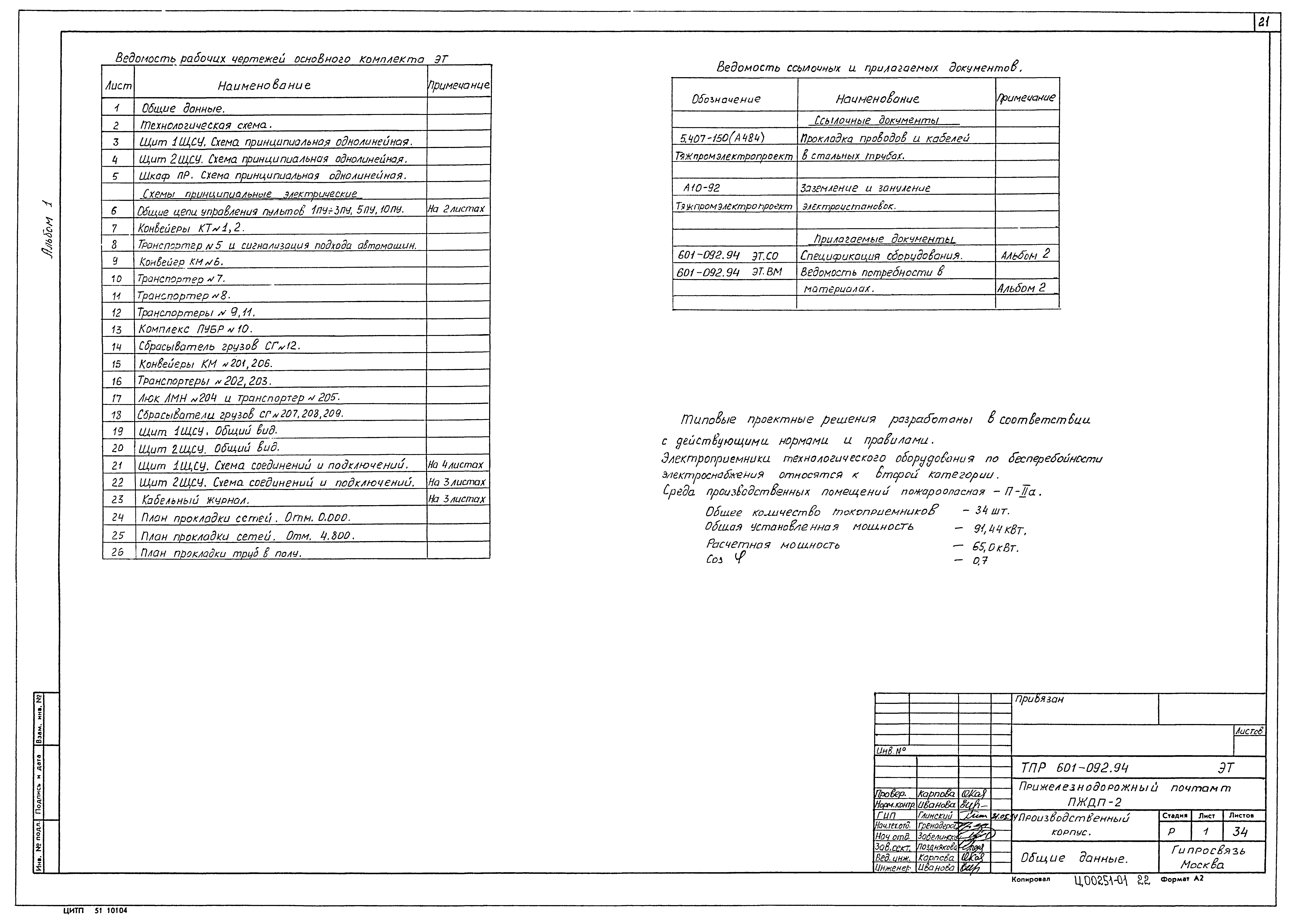 Типовые проектные решения 601-092.94