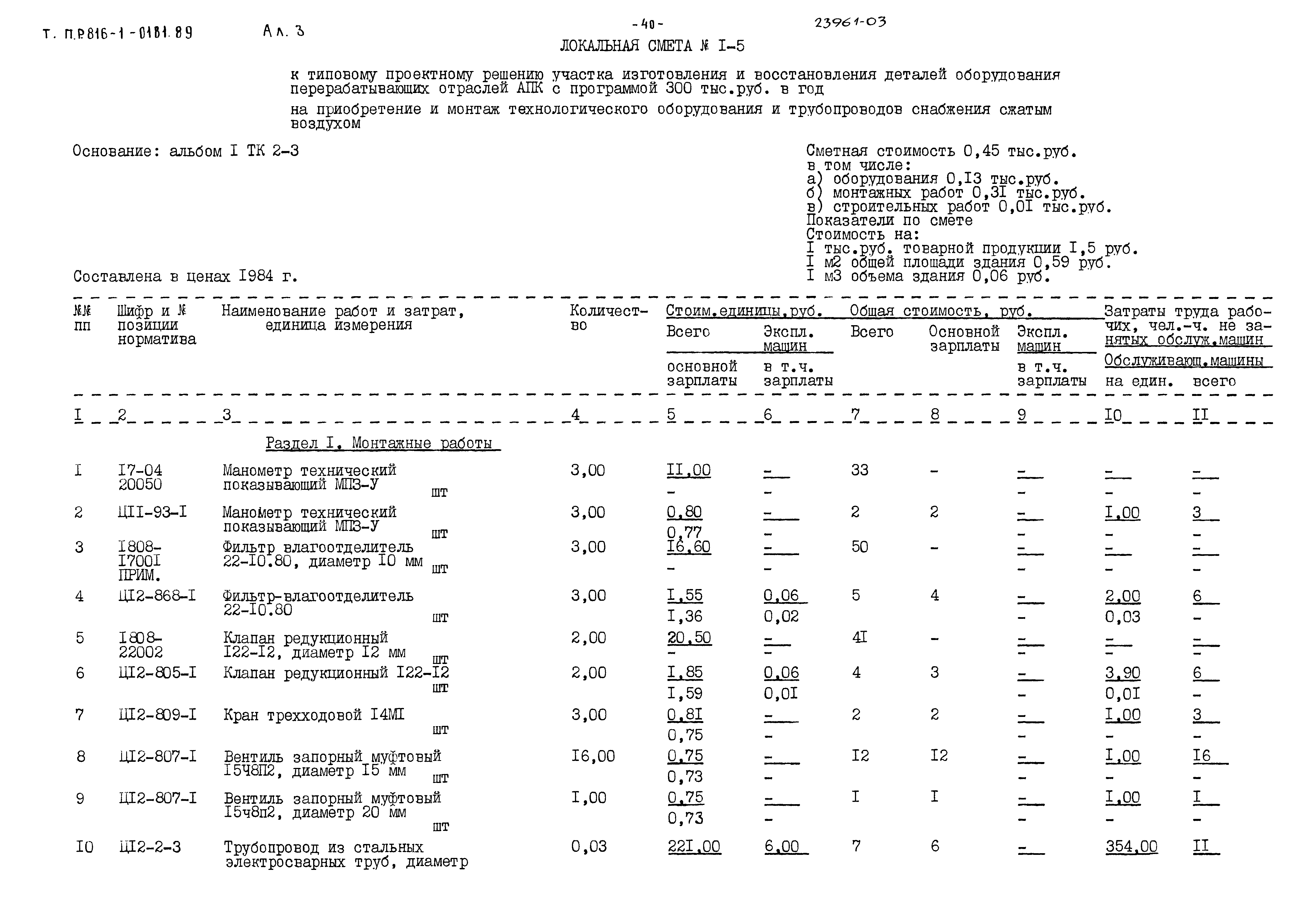 Типовые проектные решения 816-1-0181.89