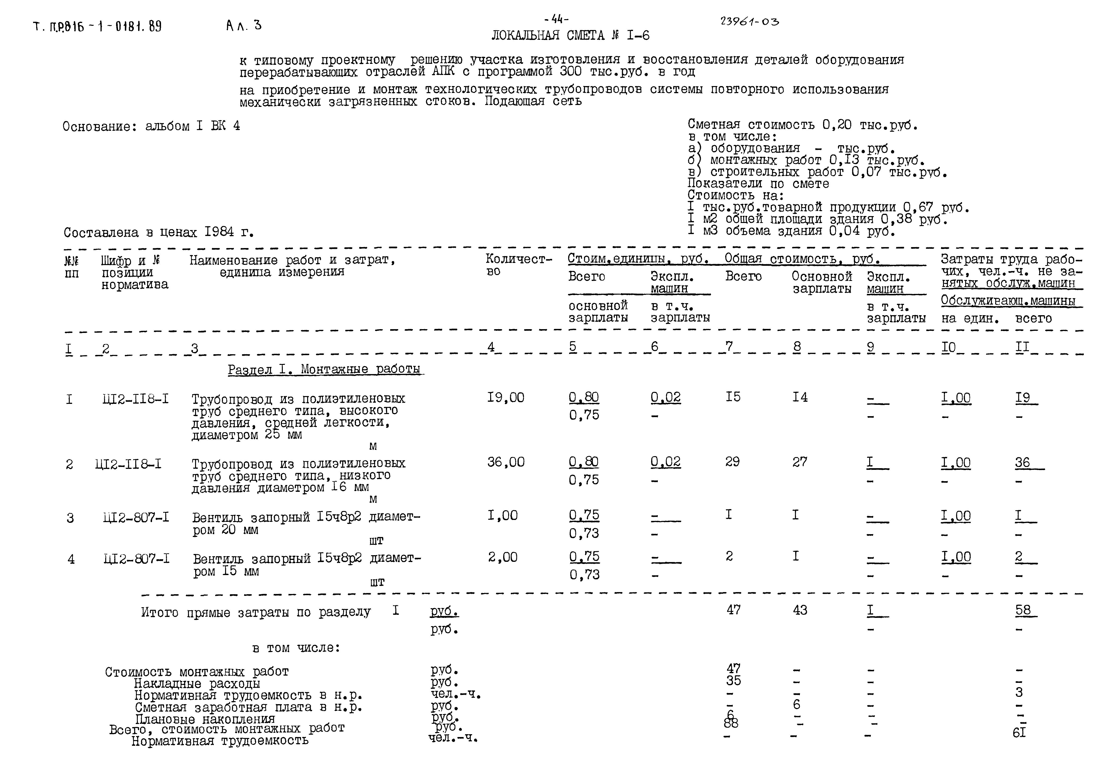 Типовые проектные решения 816-1-0181.89
