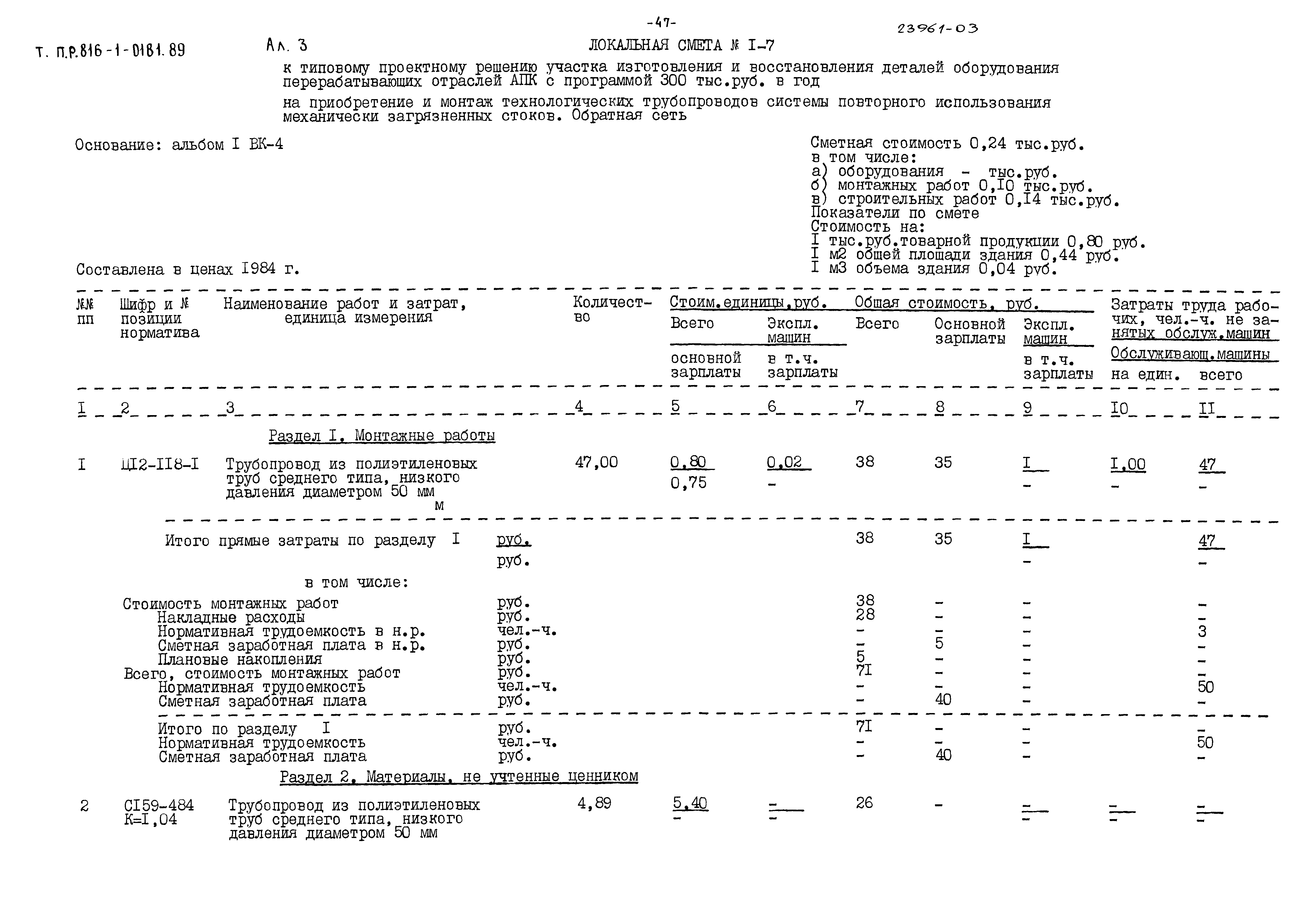 Типовые проектные решения 816-1-0181.89