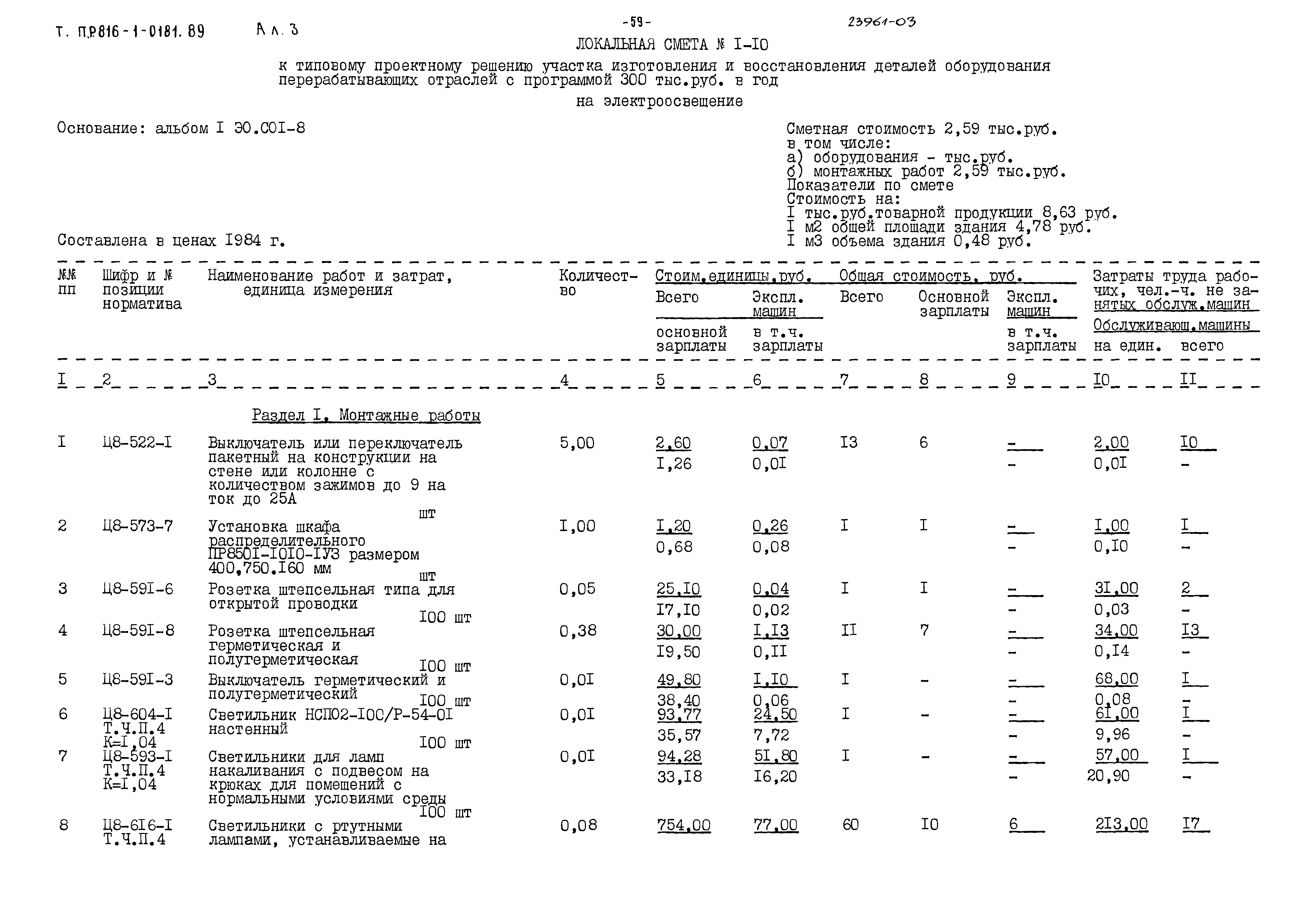 Типовые проектные решения 816-1-0181.89