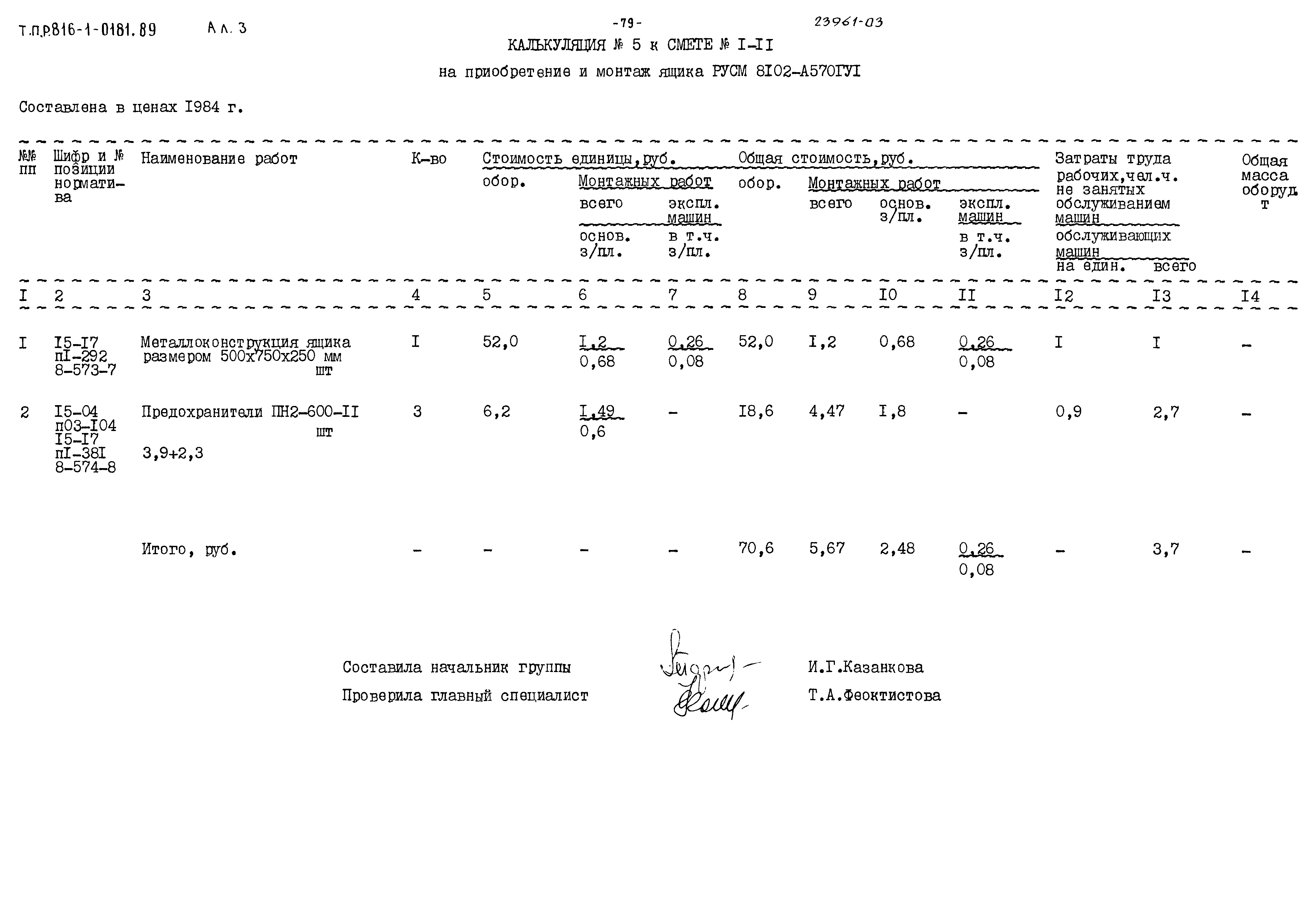 Типовые проектные решения 816-1-0181.89
