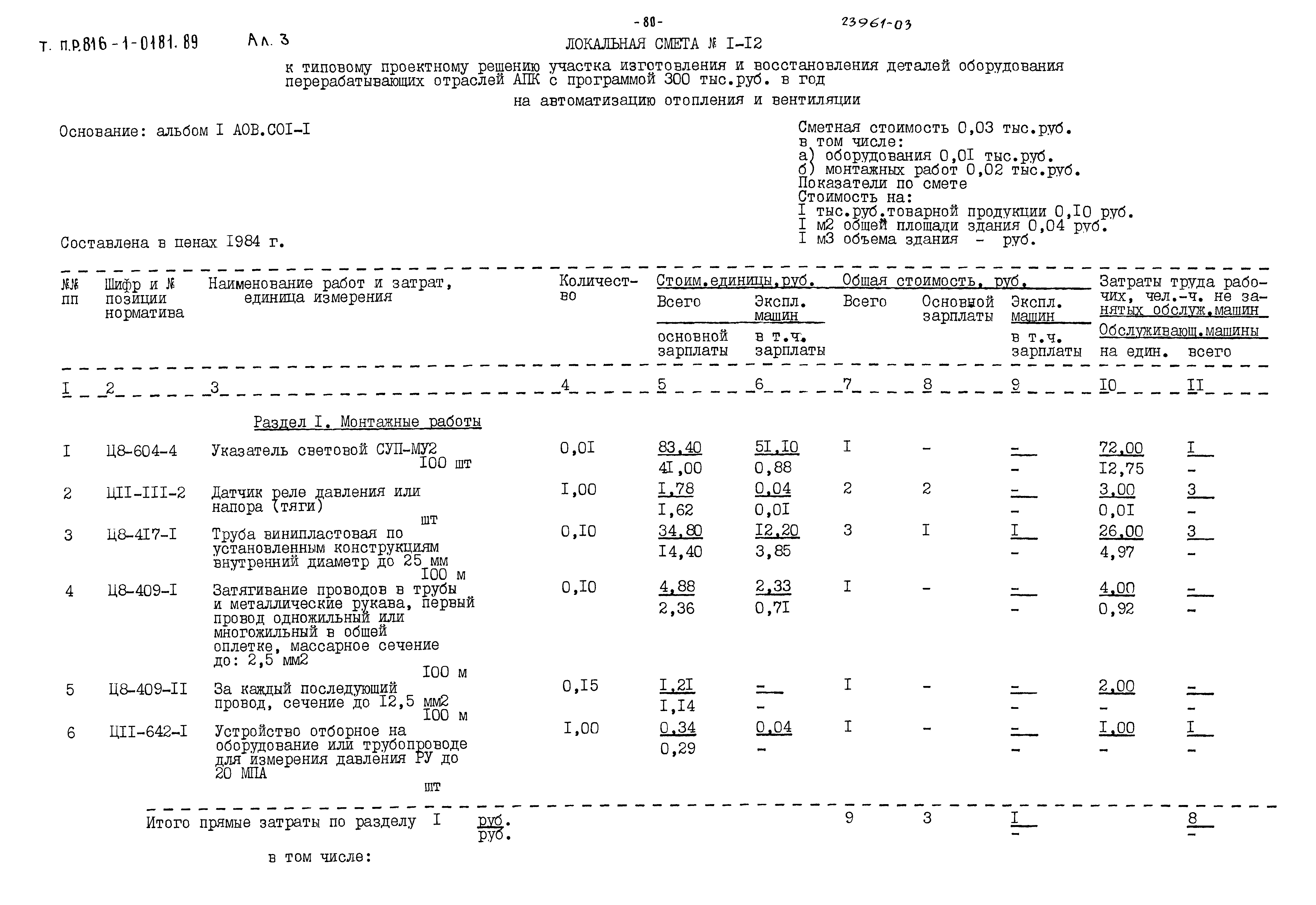 Типовые проектные решения 816-1-0181.89