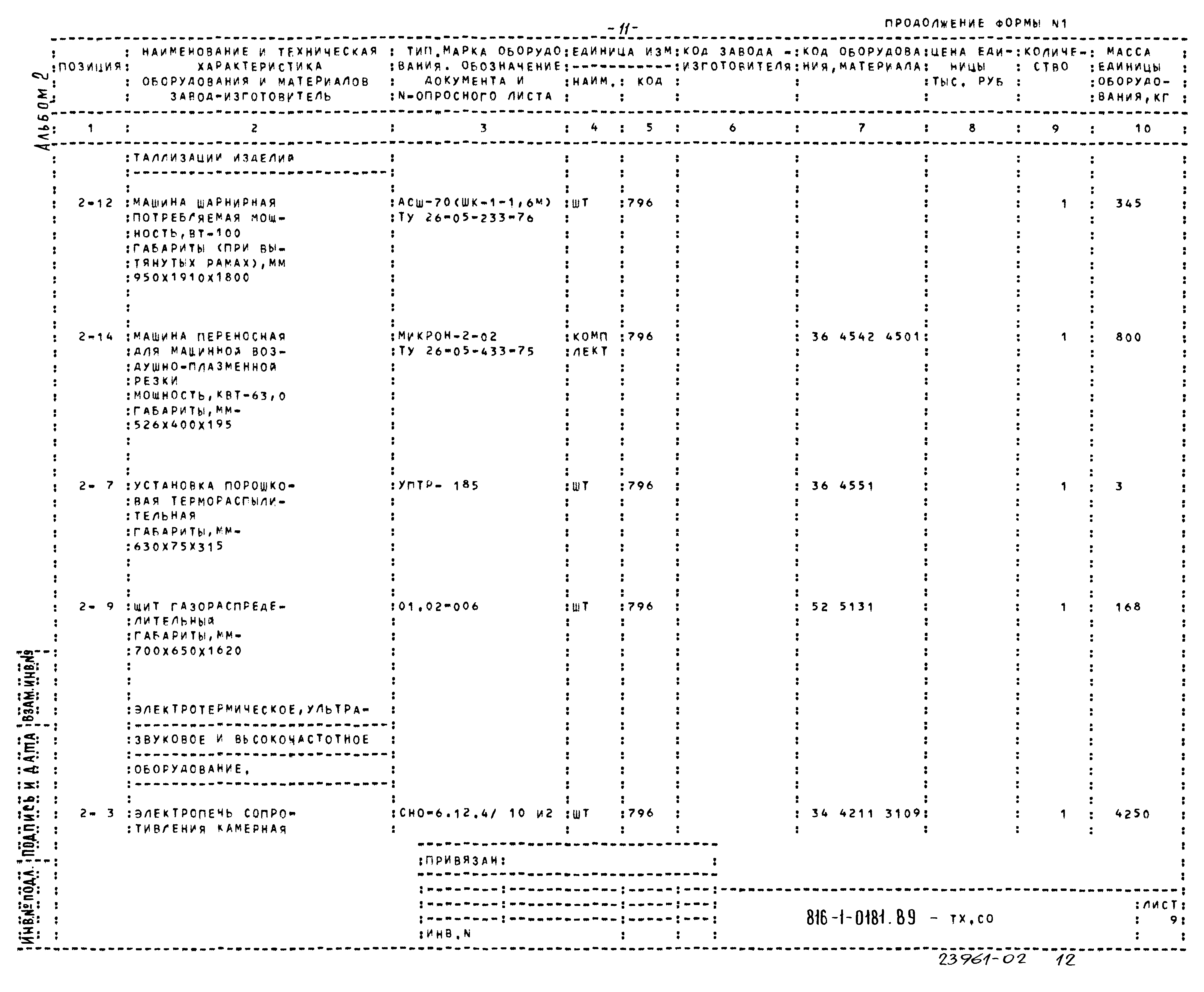 Типовые проектные решения 816-1-0181.89