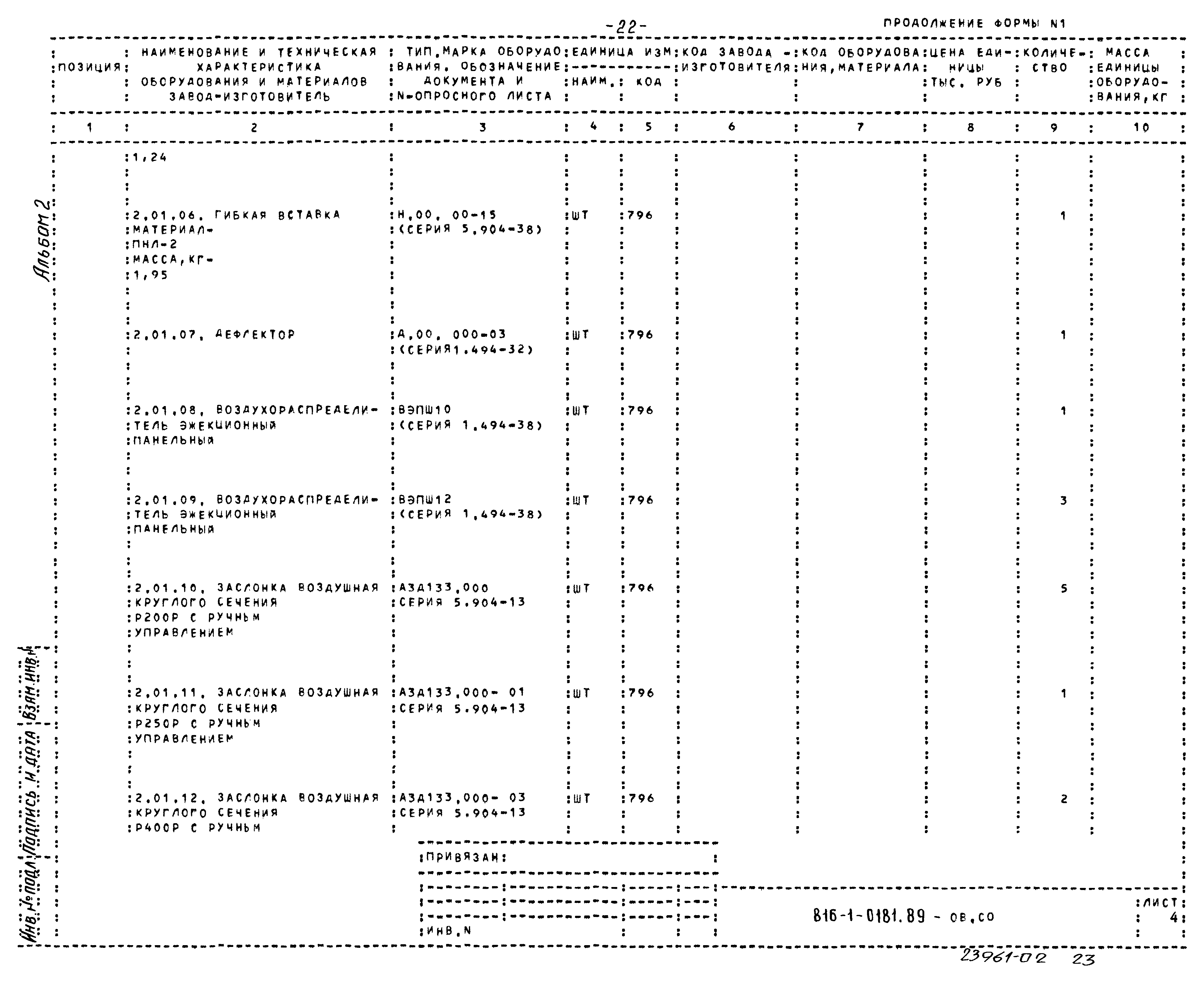 Типовые проектные решения 816-1-0181.89