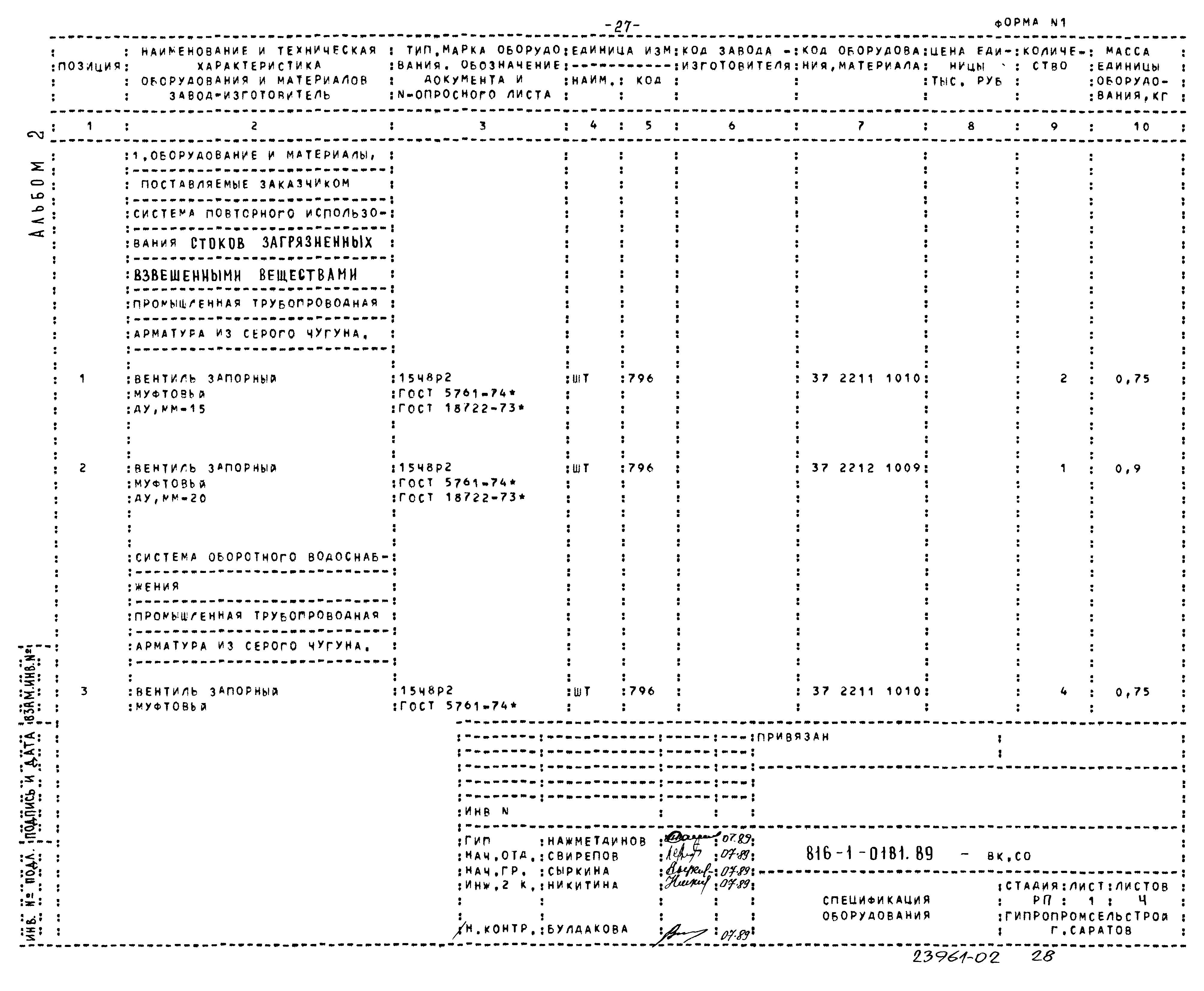 Типовые проектные решения 816-1-0181.89