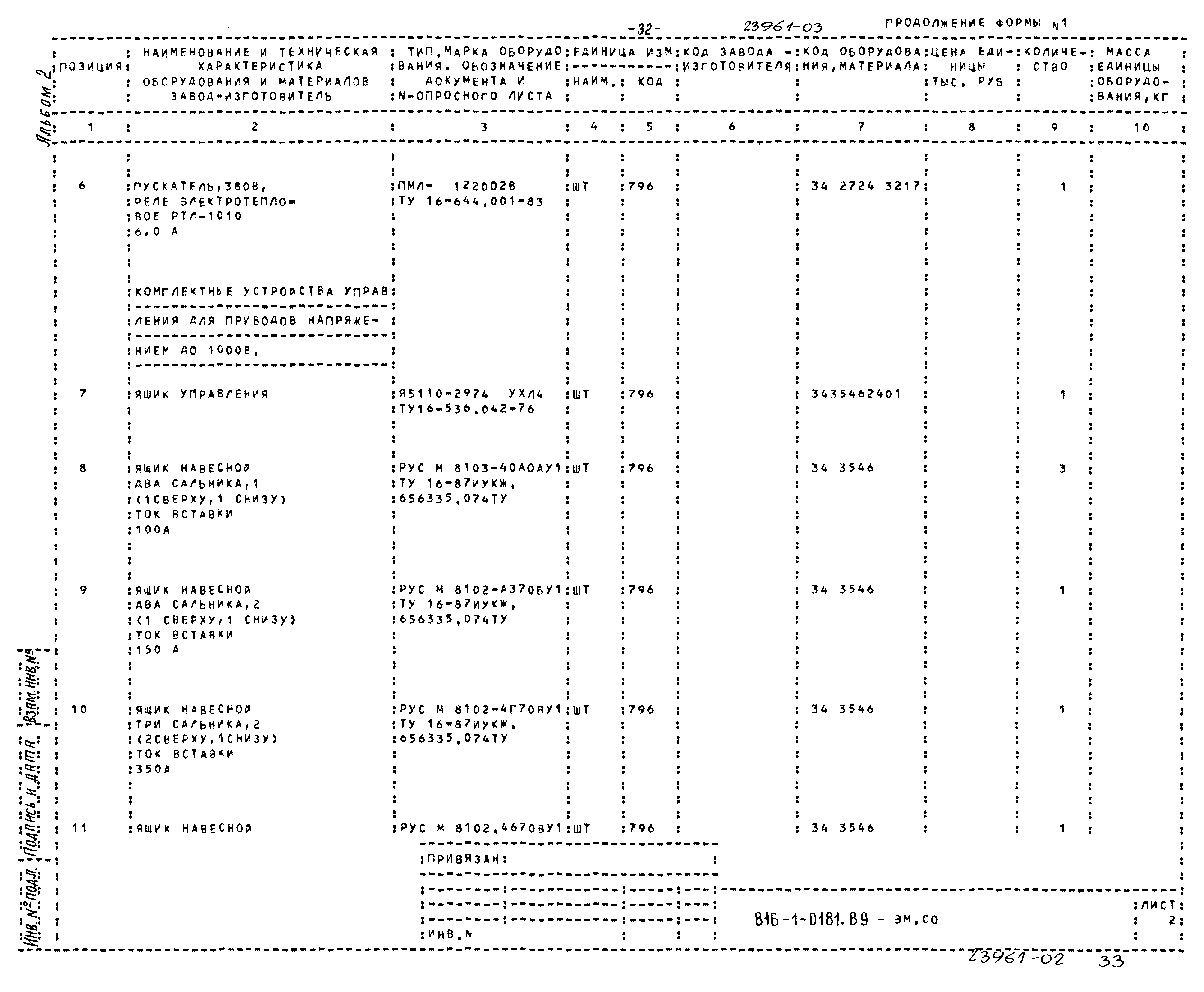 Типовые проектные решения 816-1-0181.89