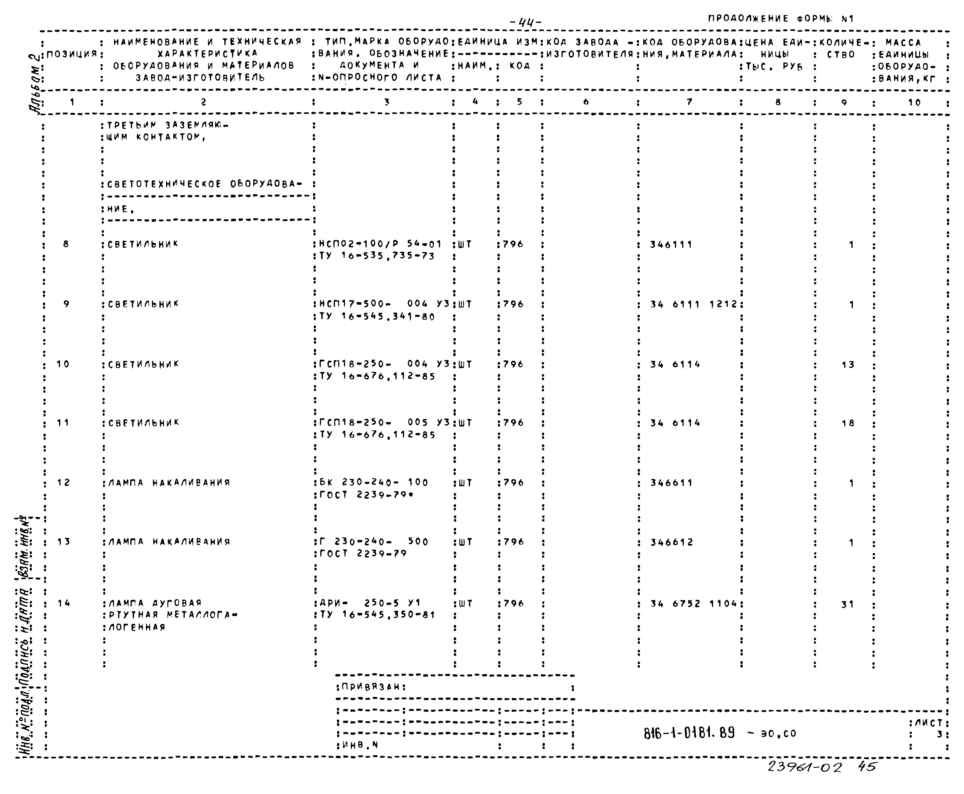 Типовые проектные решения 816-1-0181.89