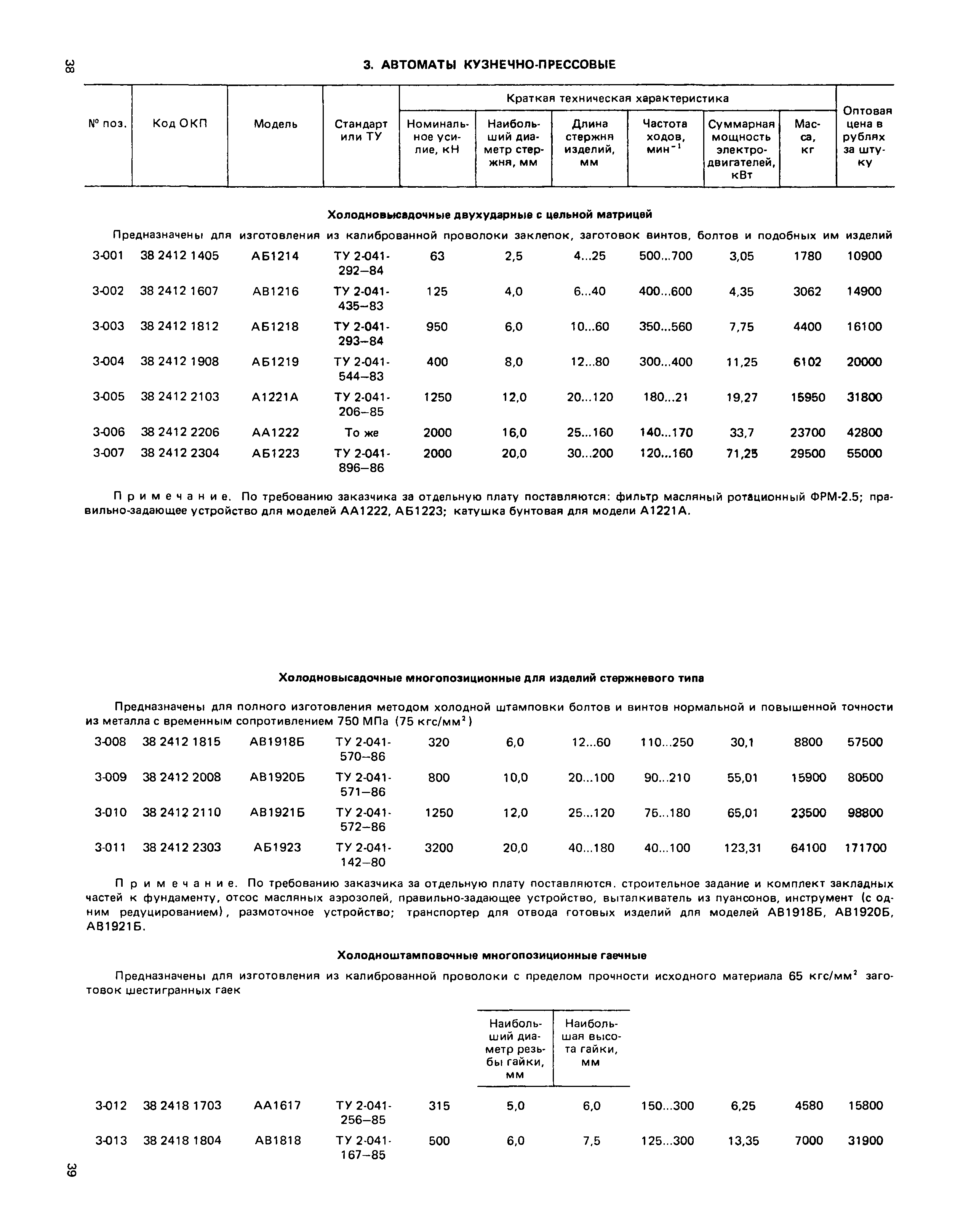 Прейскурант 18-03