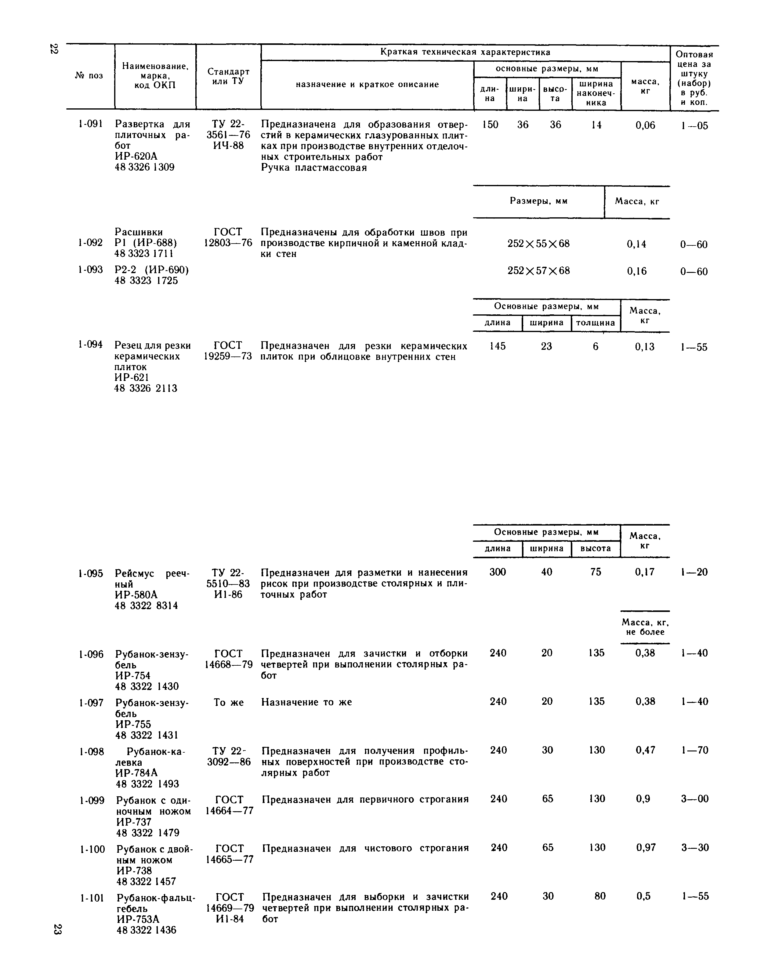 Прейскурант 22-04-49