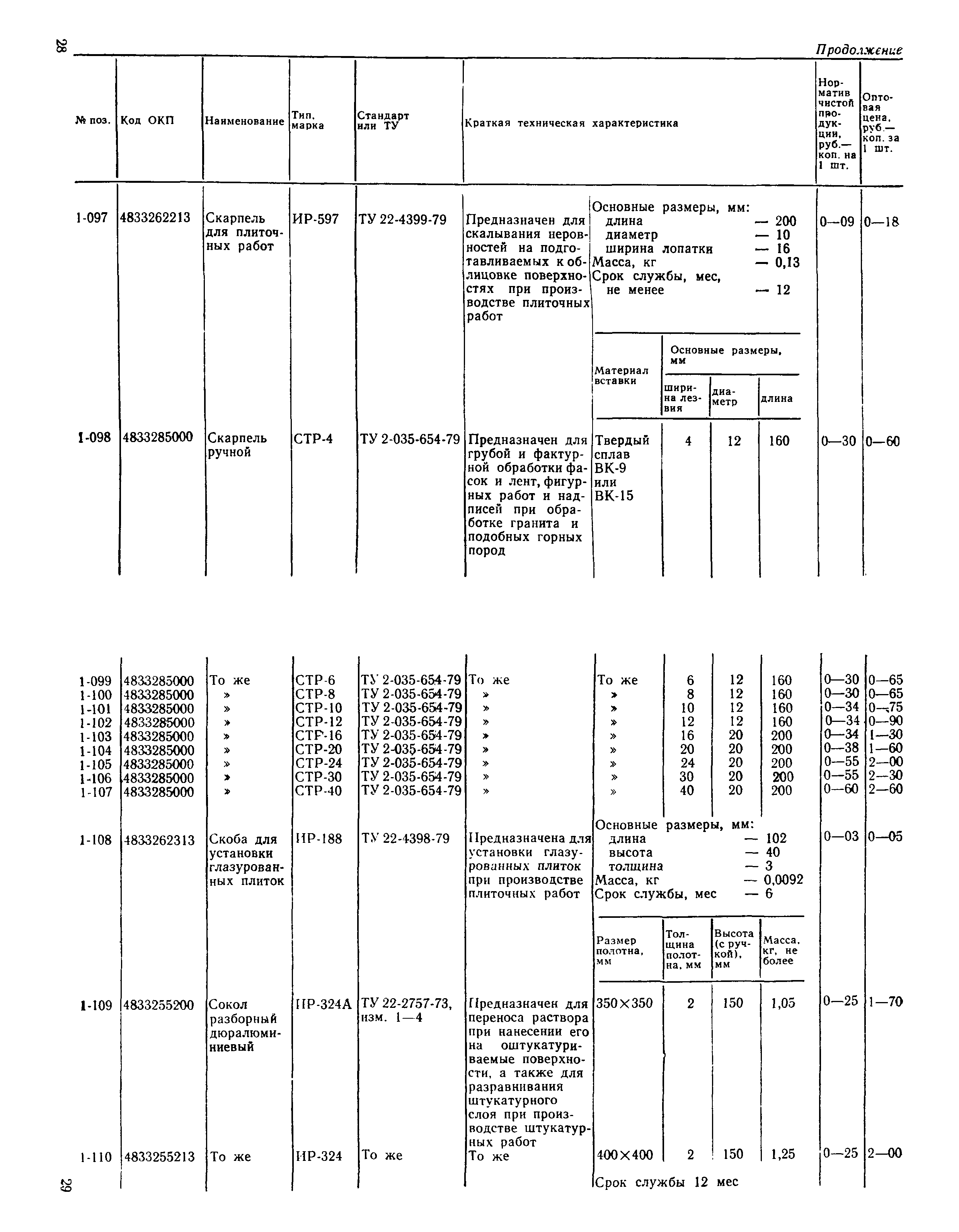 Прейскурант 22-04-49