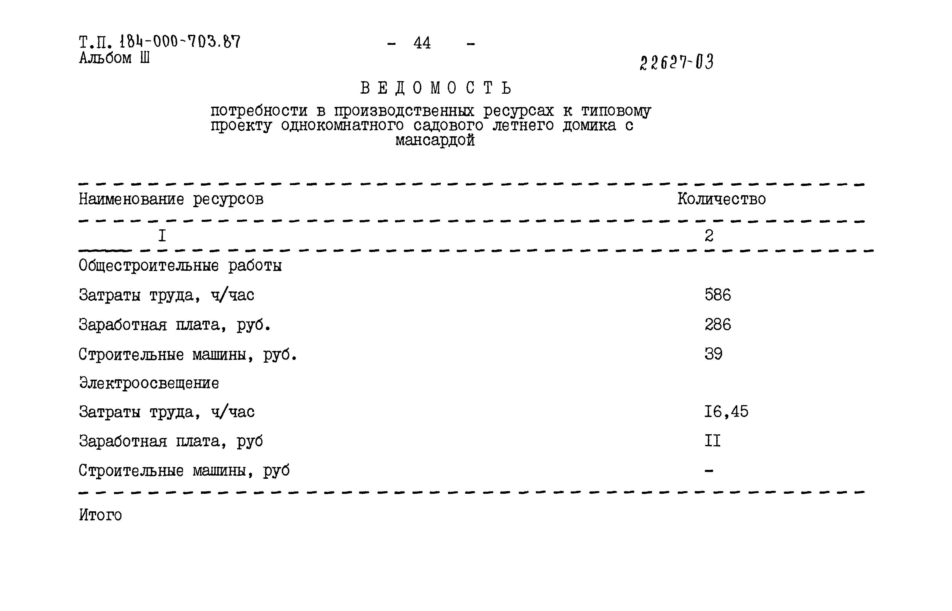 Типовой проект 184-000-703.87